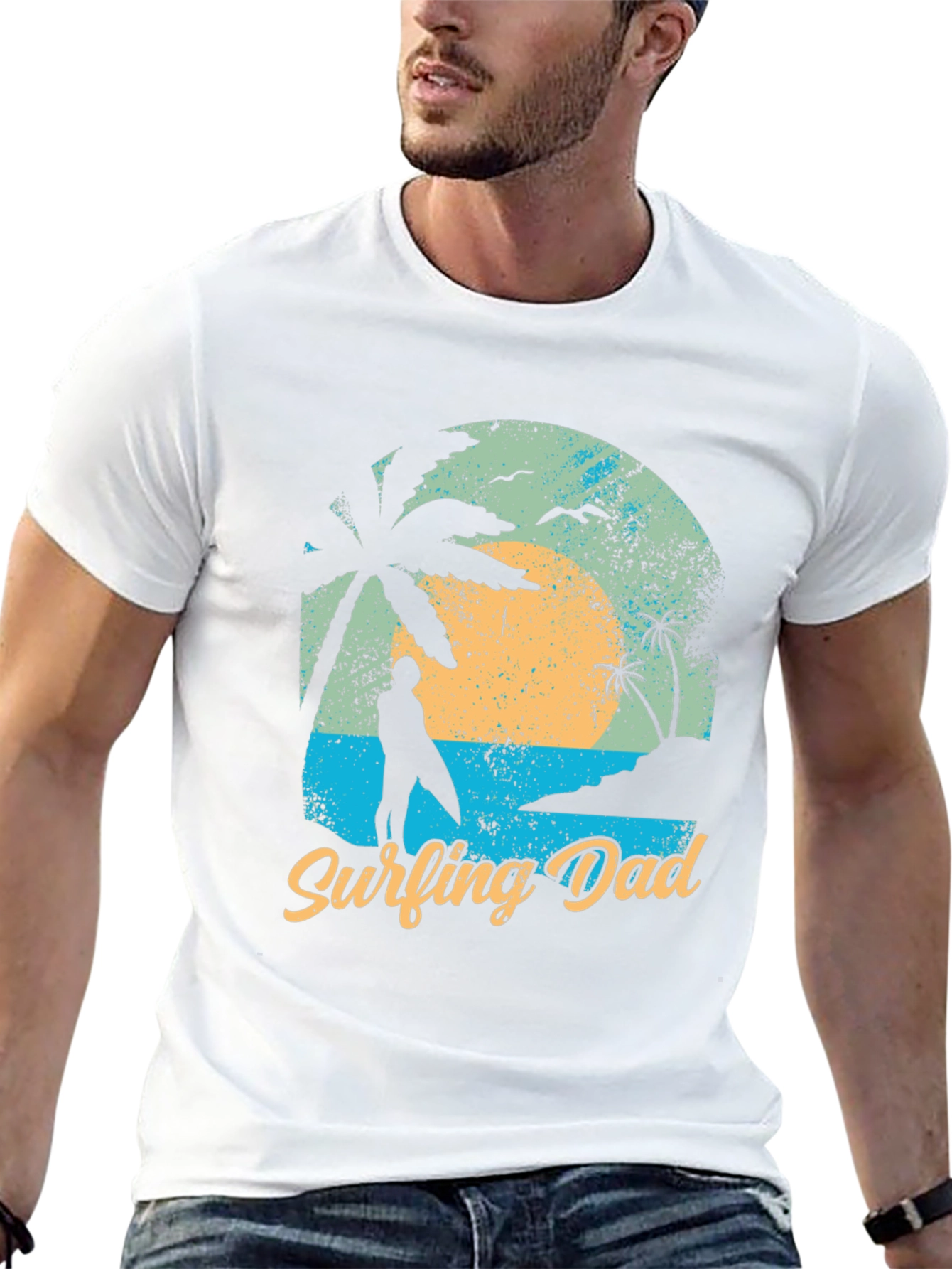 Surfing Dad Black Graphic Tee