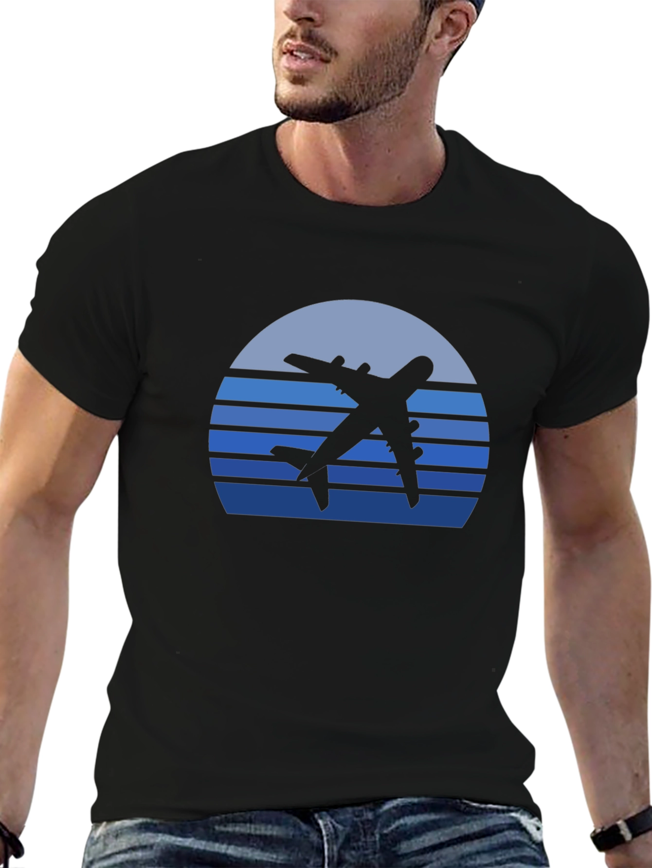 Retro Airplane Sunset Graphic Tee