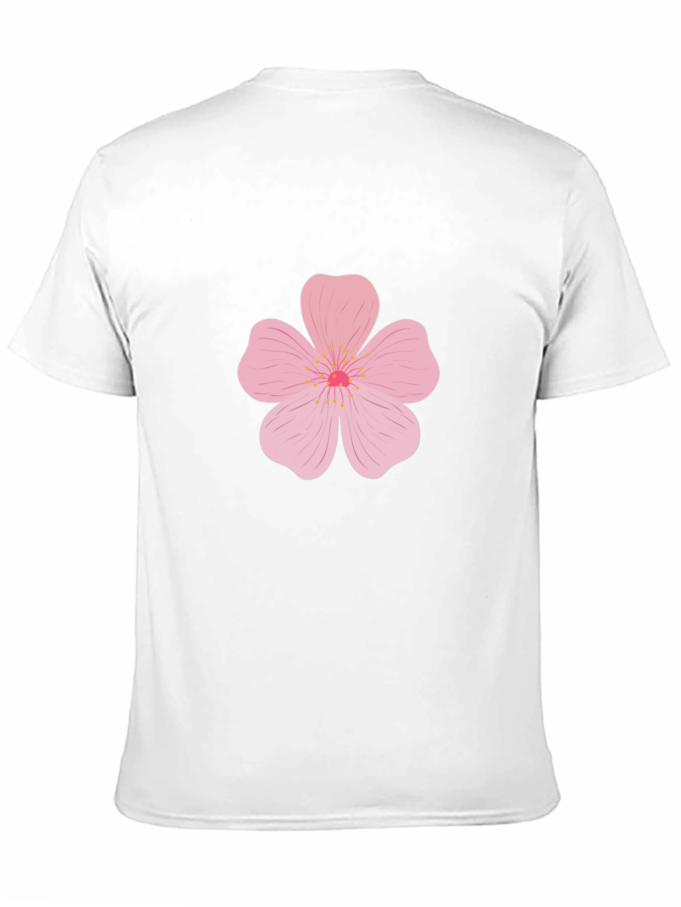 Mens Black T-Shirt with Pink Flower Design