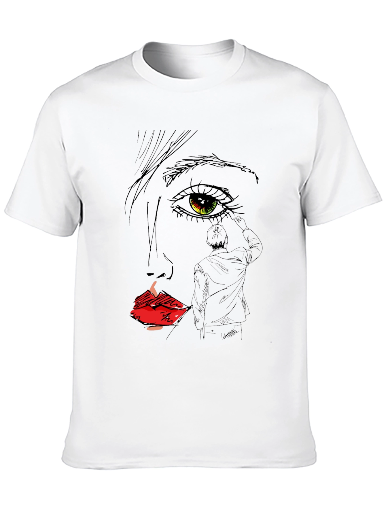 Artistic Face Sketch Graphic Tee - Black Unisex T-Shirt