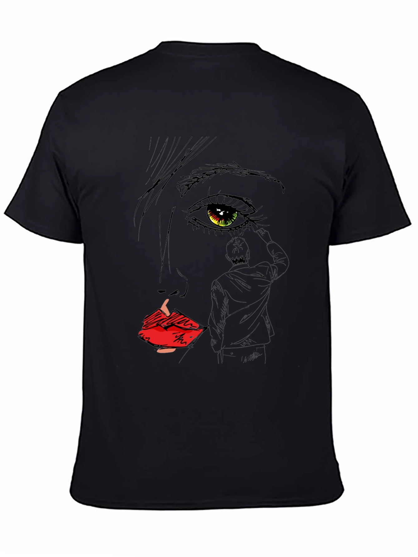 Artistic Face Sketch Graphic Tee - Black Unisex T-Shirt