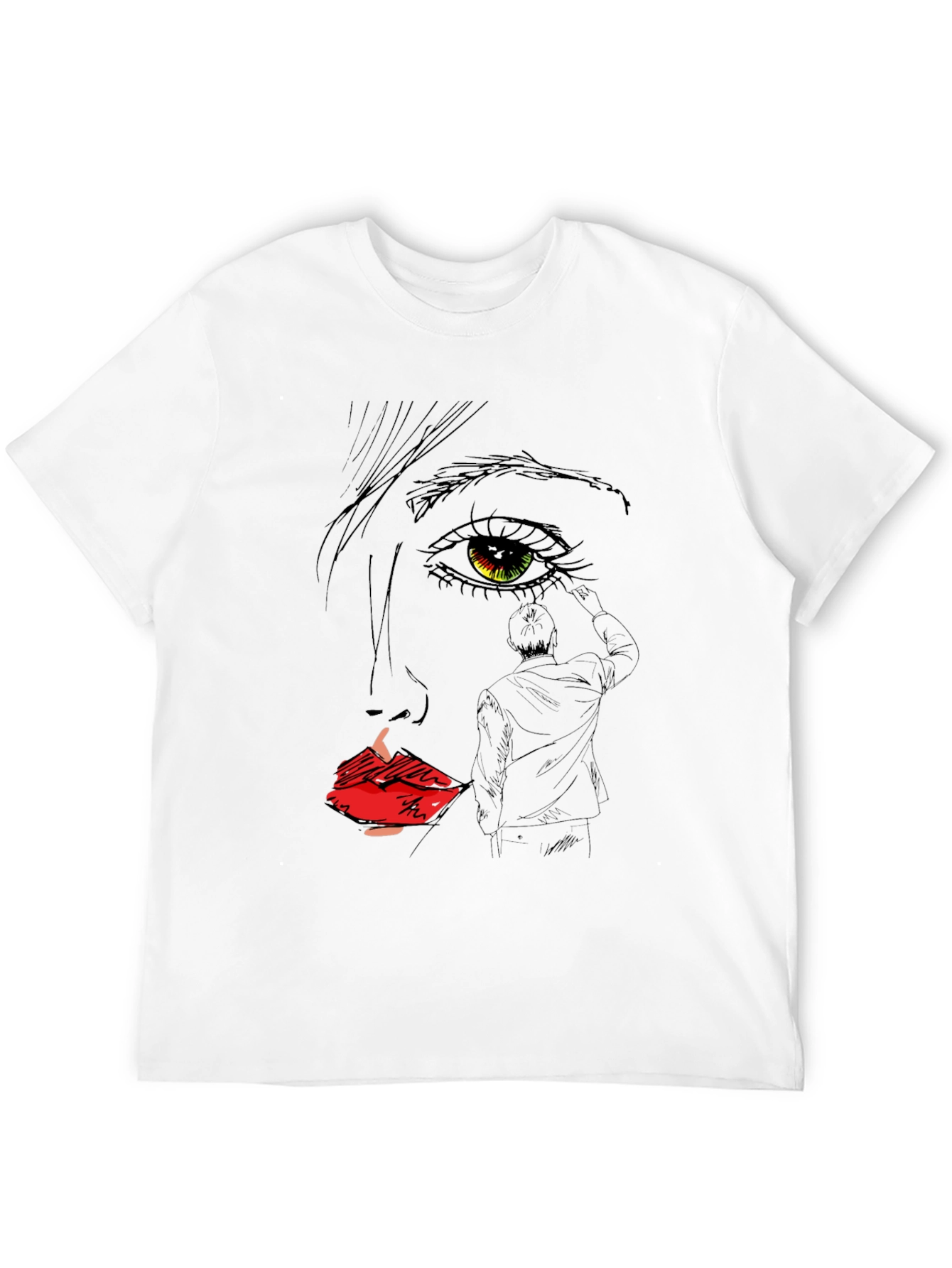 Artistic Face Sketch Graphic Tee - Black Unisex T-Shirt