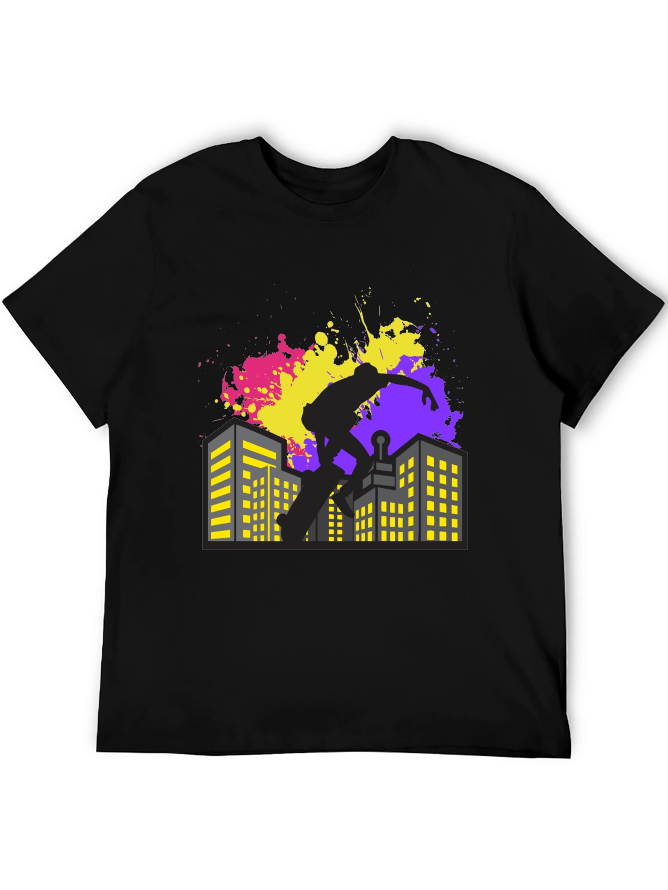 Skateboarding Cityscape Graphic Tee