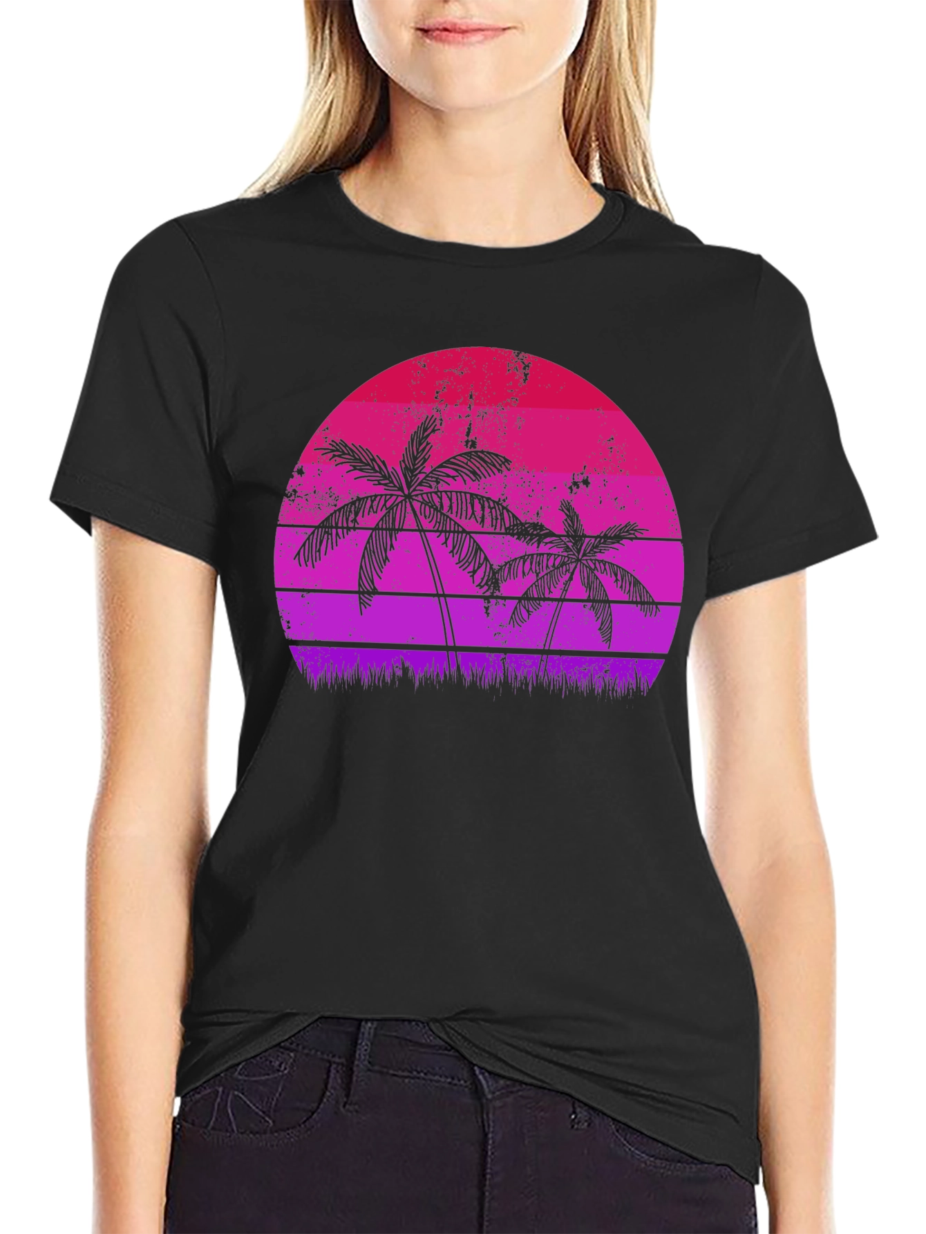 Retro Palm Tree Sunset Graphic Tee