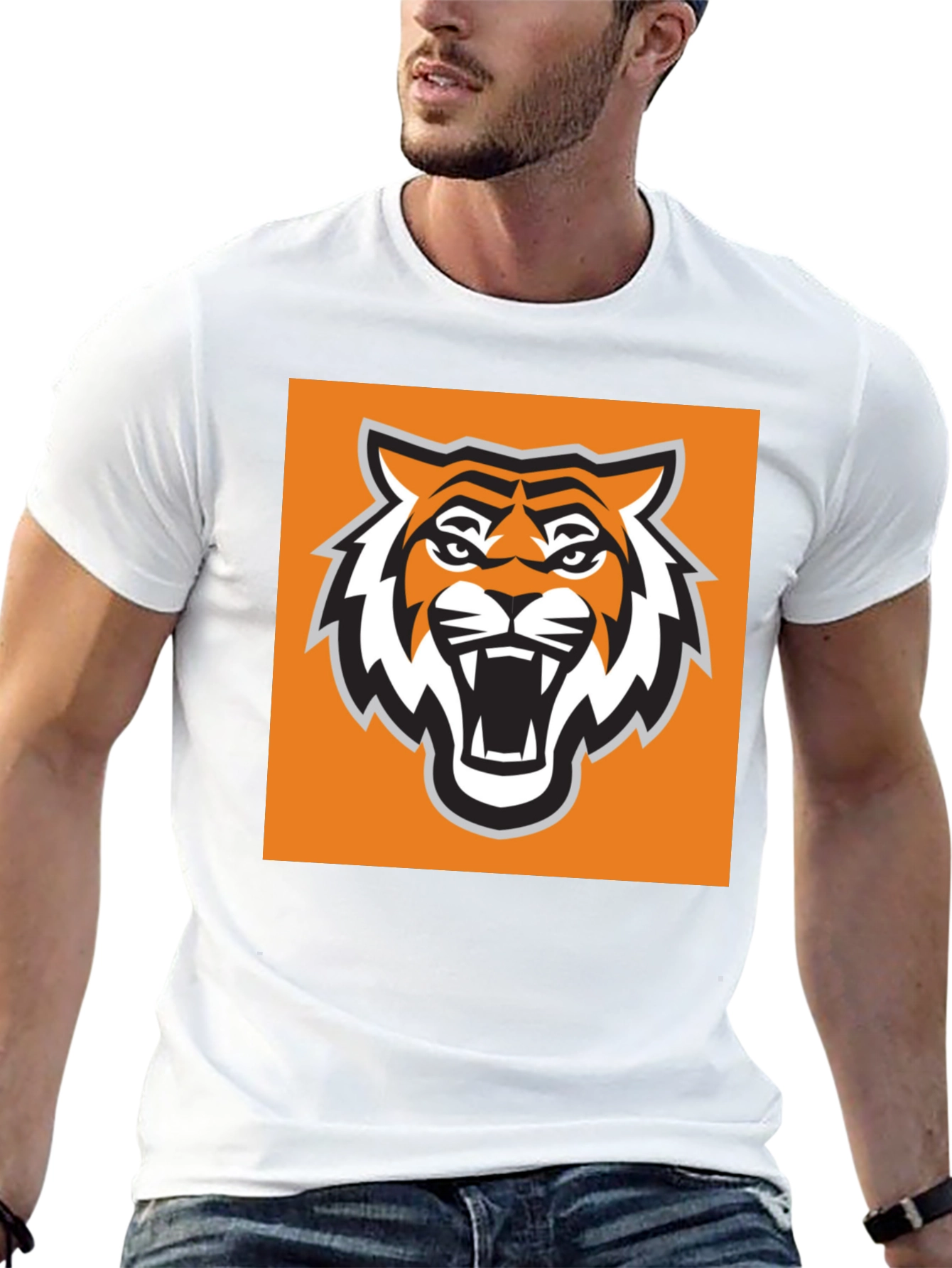 Tiger Mascot Graphic Tee - Bold Black T-Shirt