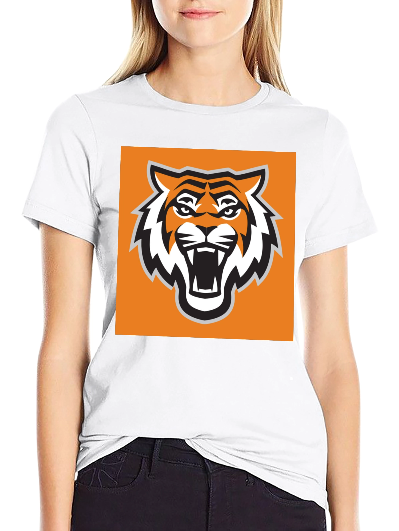 Tiger Mascot Graphic Tee - Bold Black T-Shirt