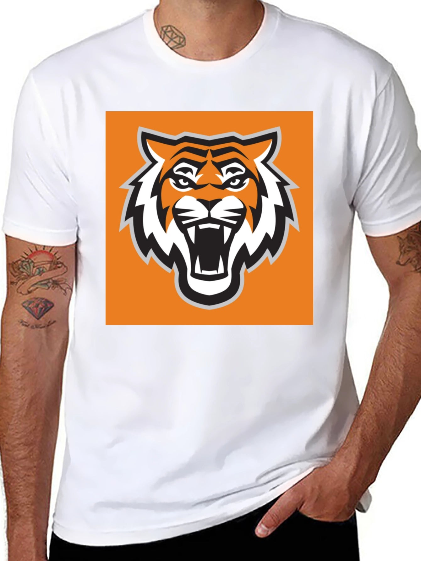 Tiger Mascot Graphic Tee - Bold Black T-Shirt