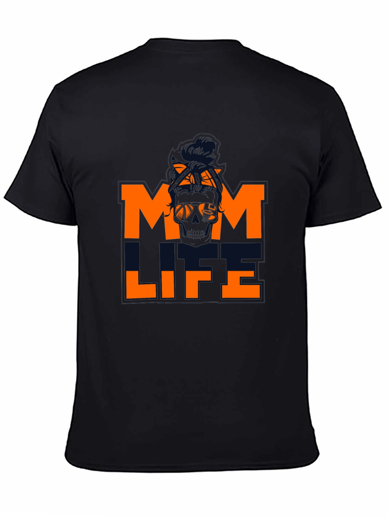 Mom Life Skull Graphic Tee - Black