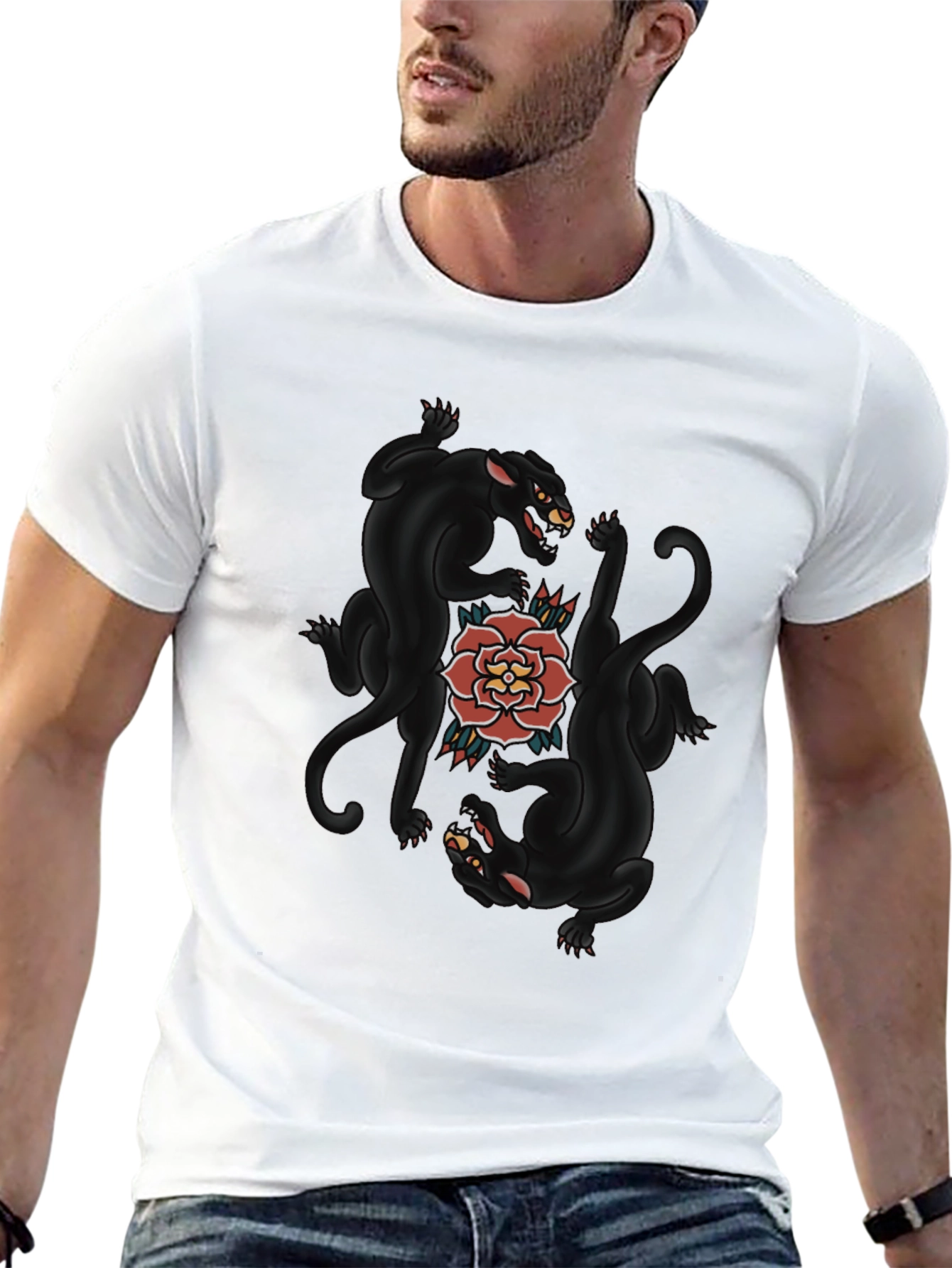 Black Panther & Rose Graphic Tee