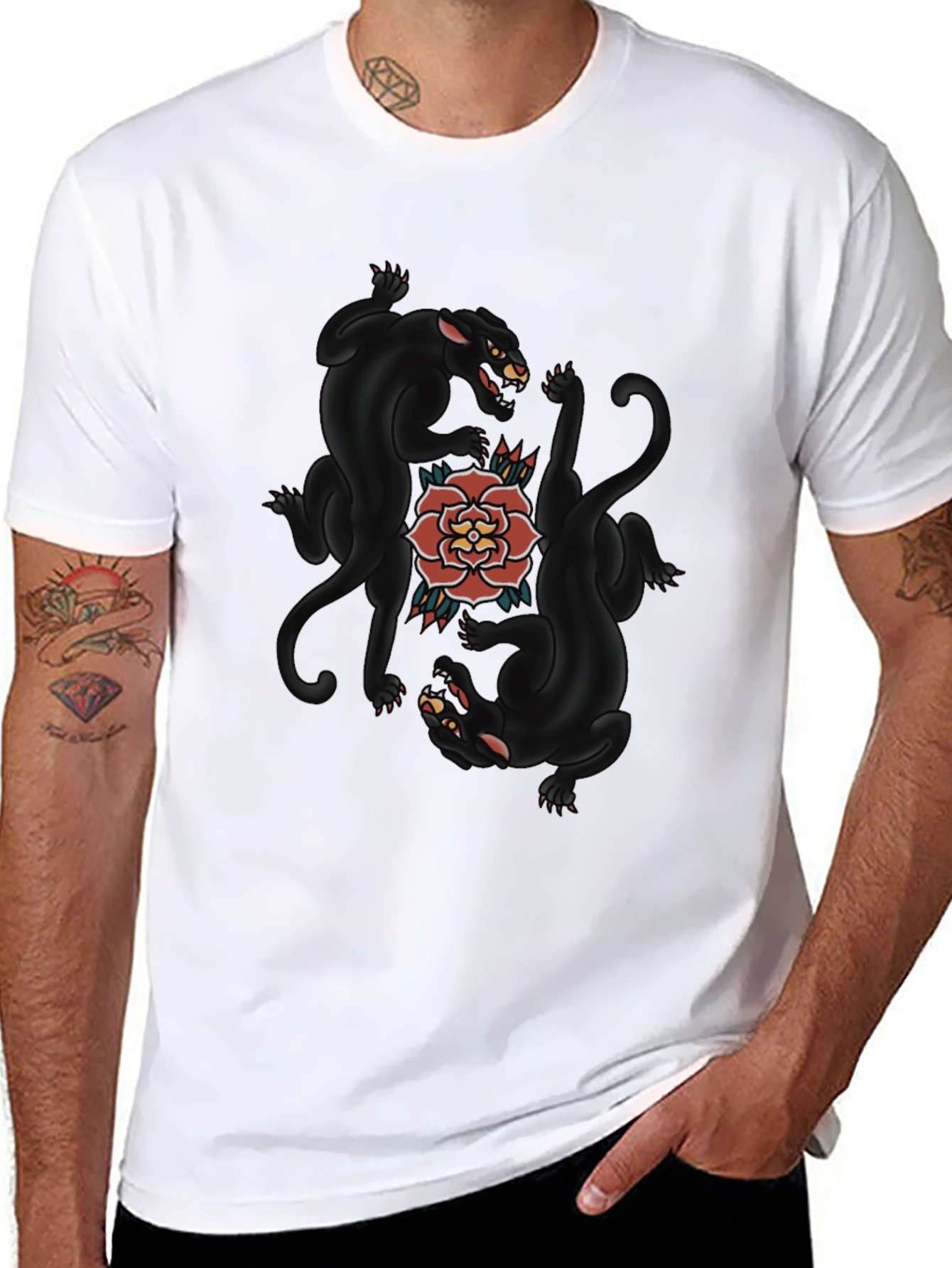 Black Panther & Rose Graphic Tee
