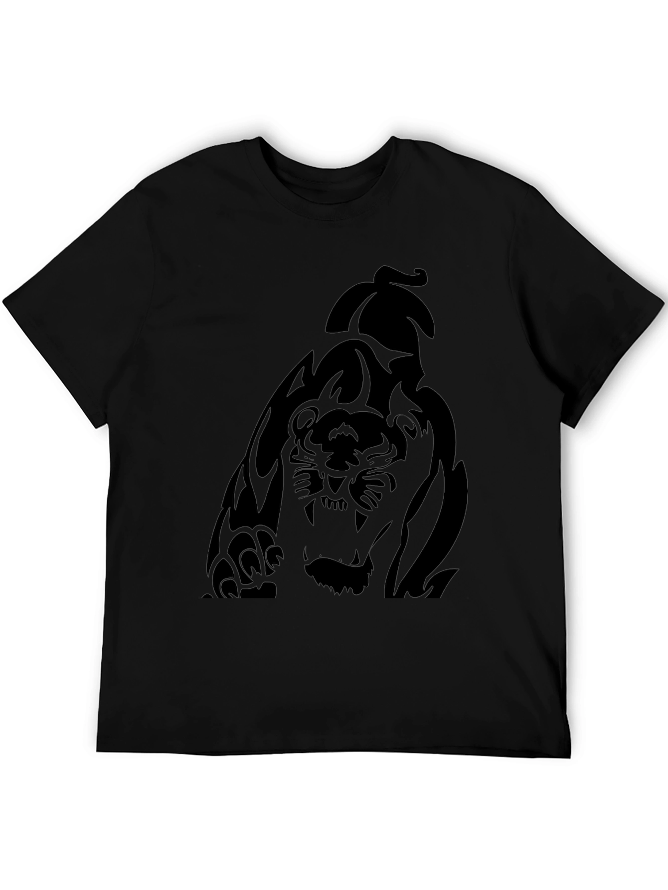 Mens Black Graphic Tee - Tiger Print