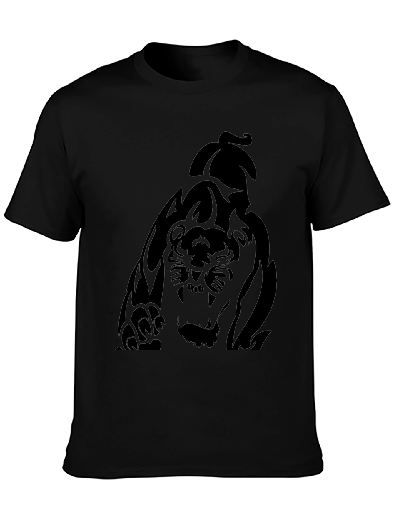 Mens Black Graphic Tee - Tiger Print