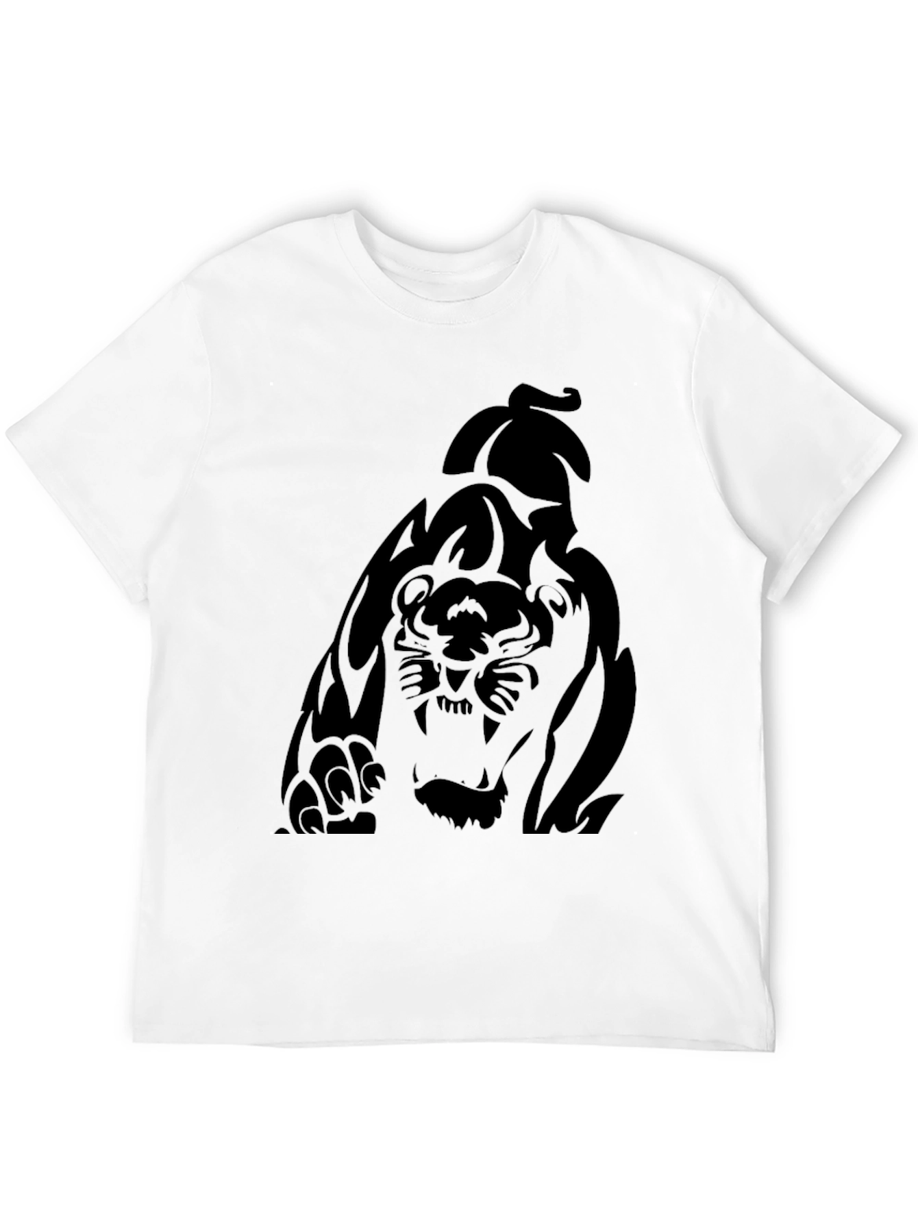 Mens Black Graphic Tee - Tiger Print