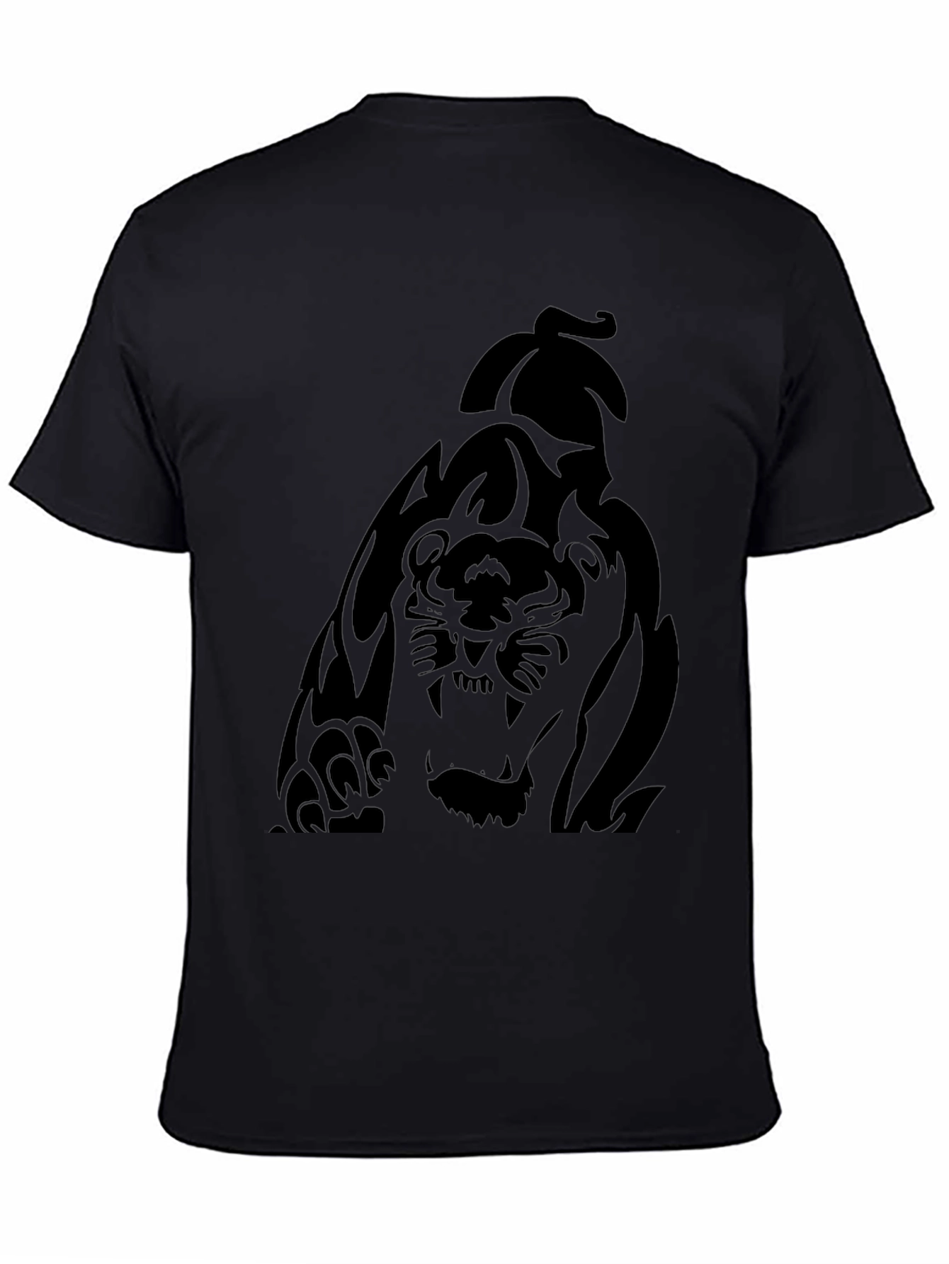 Mens Black Graphic Tee - Tiger Print