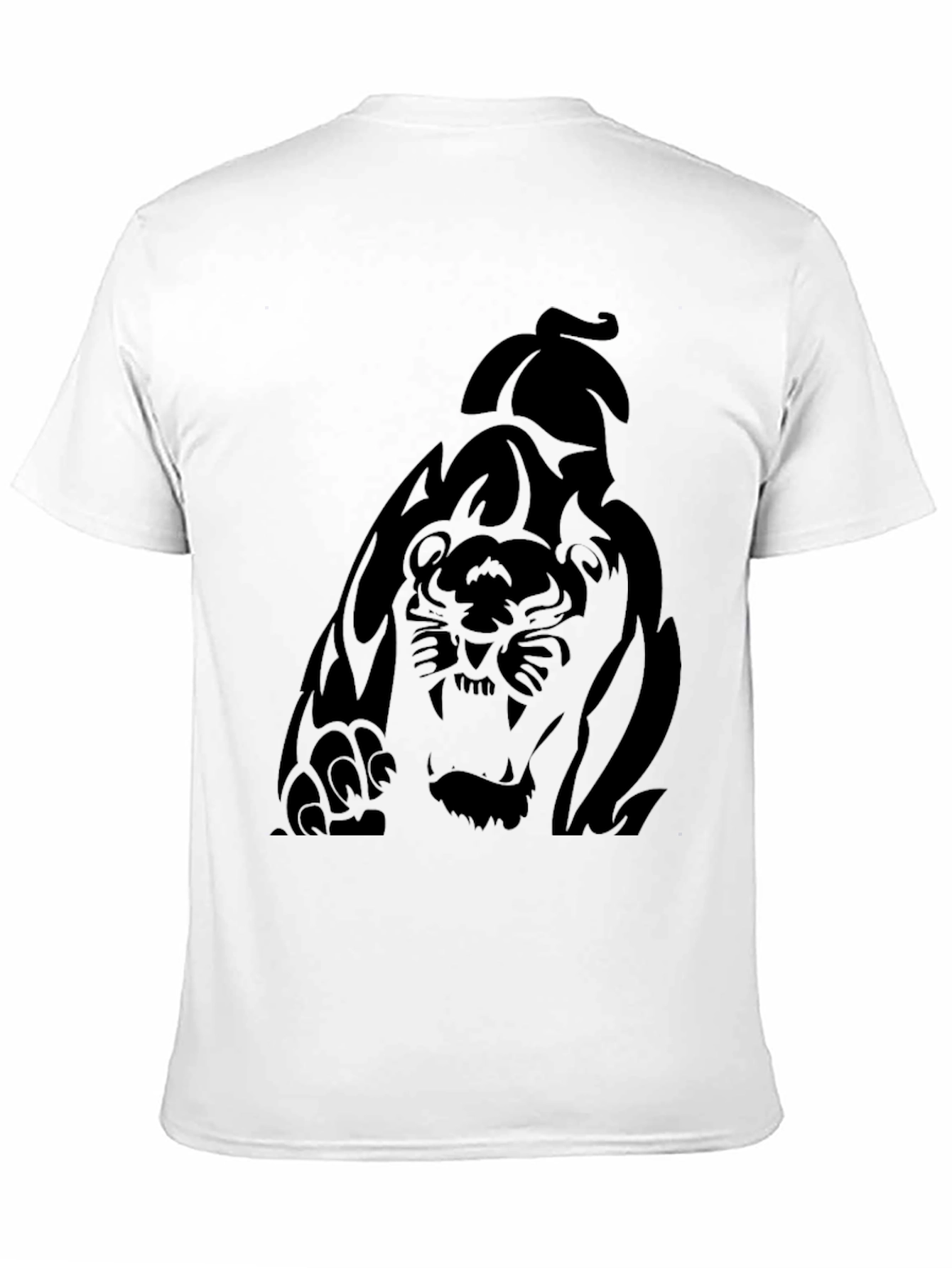 Mens Black Graphic Tee - Tiger Print