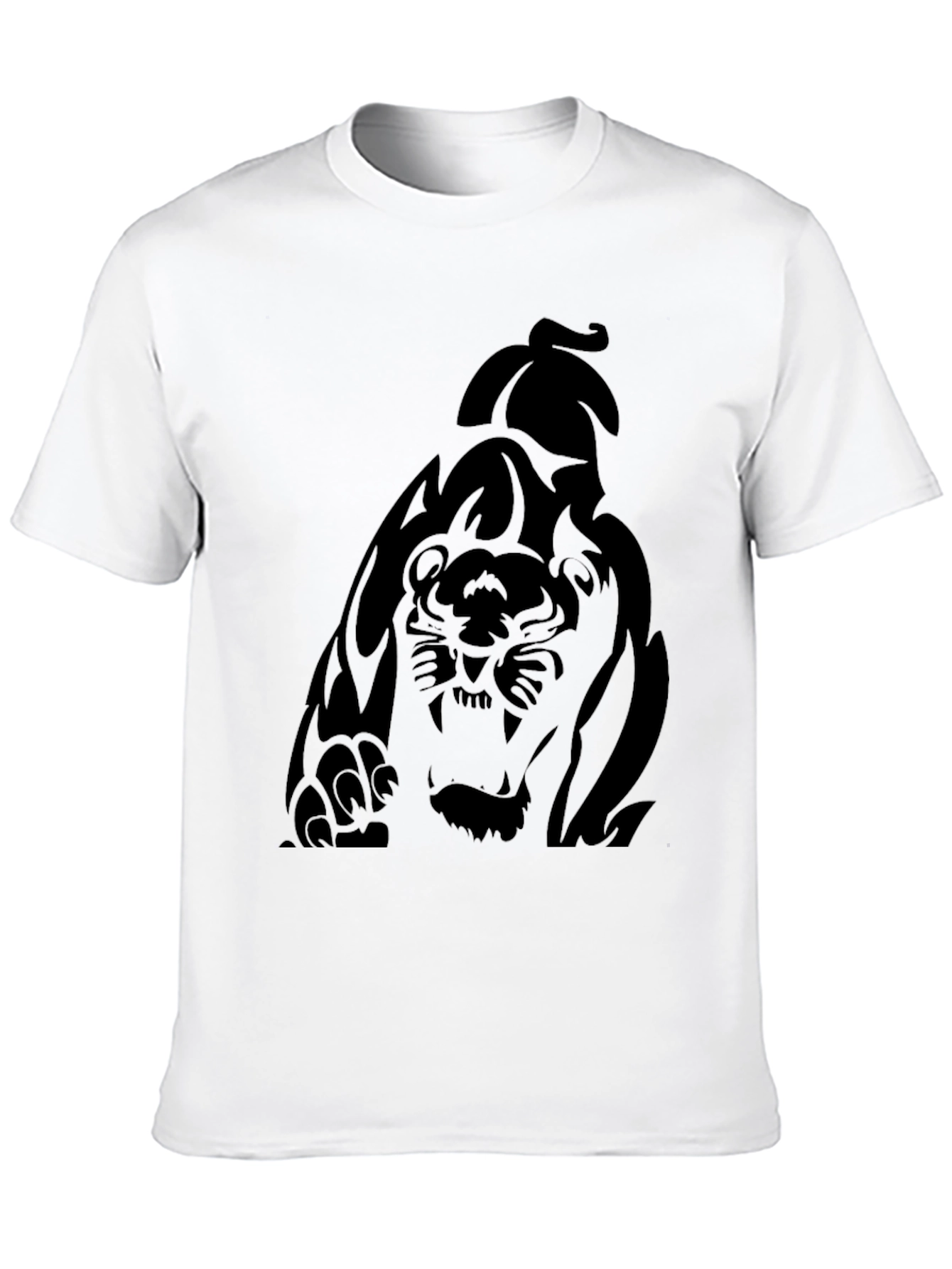 Mens Black Graphic Tee - Tiger Print