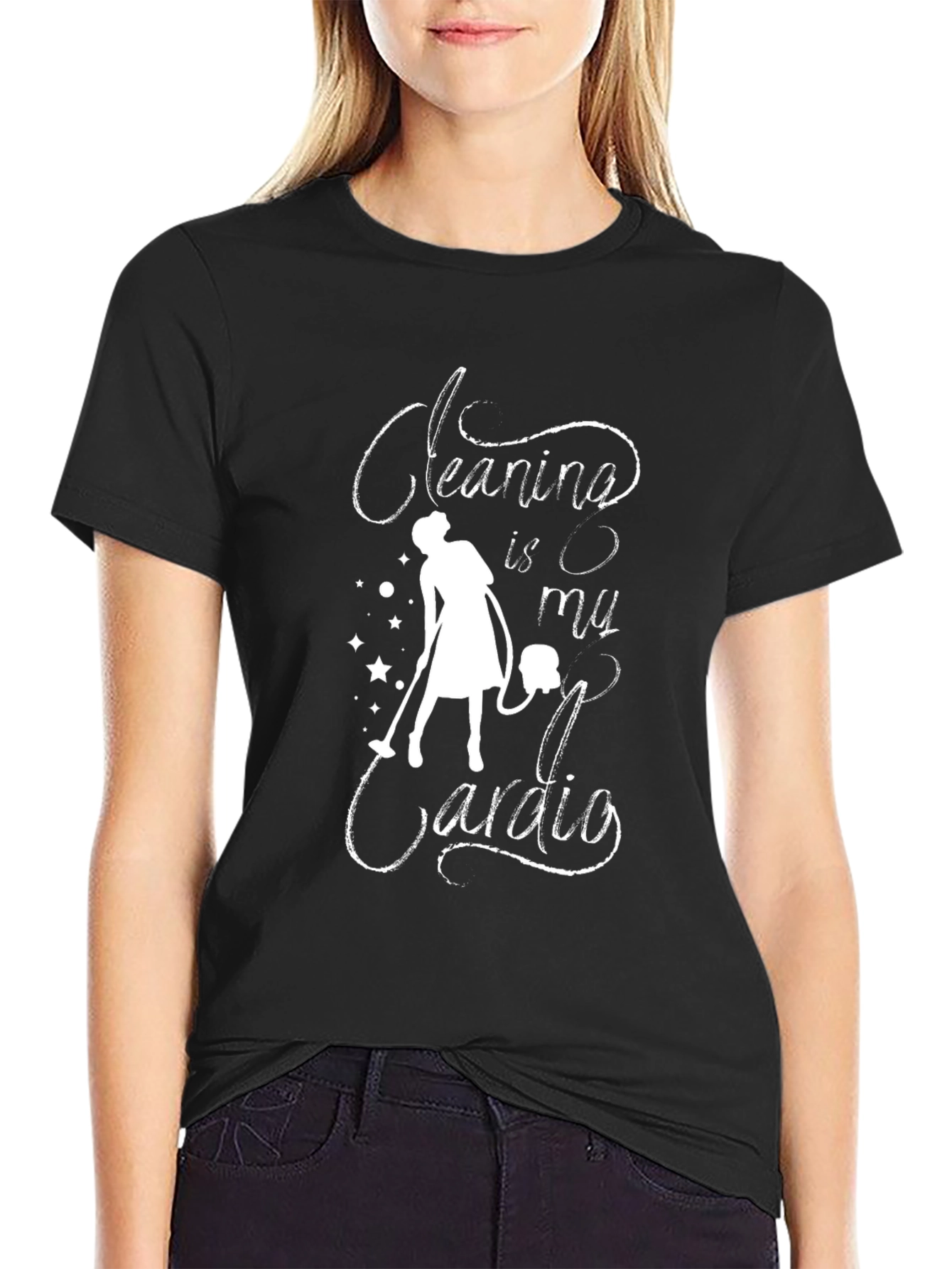Cleaning is My Cardio Graphic Tee - Black