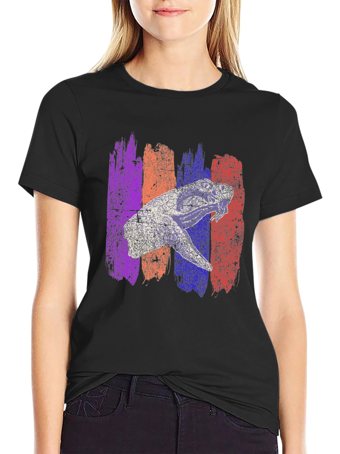 Retro Dinosaur Graphic Print Mens Black T-Shirt