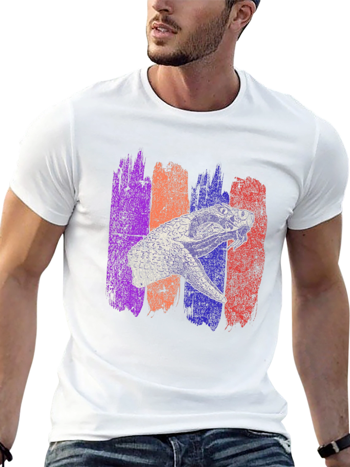 Retro Dinosaur Graphic Print Mens Black T-Shirt