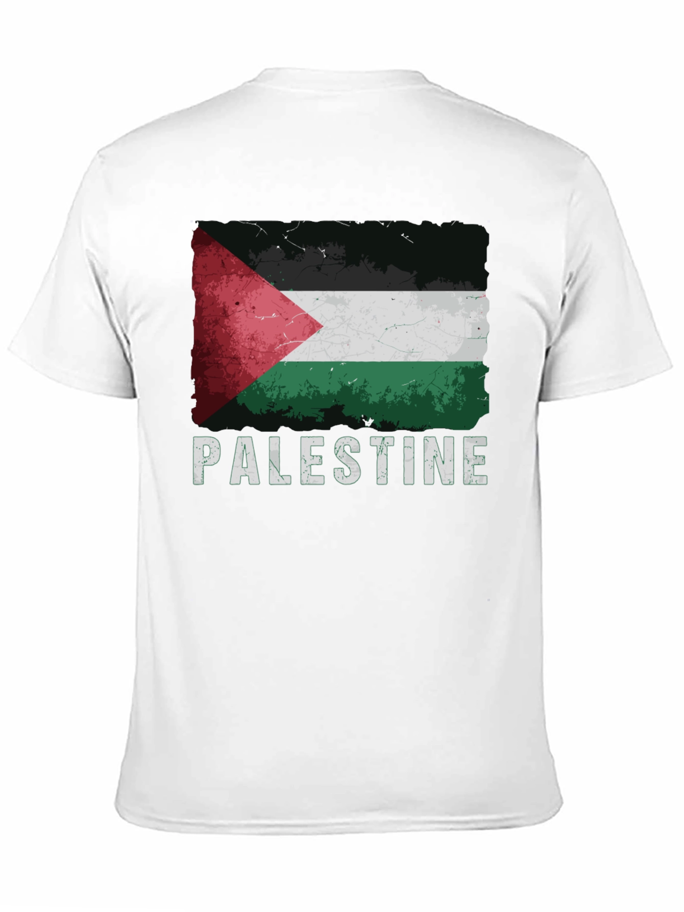 Palestine Flag Graphic Tee - Distressed Style