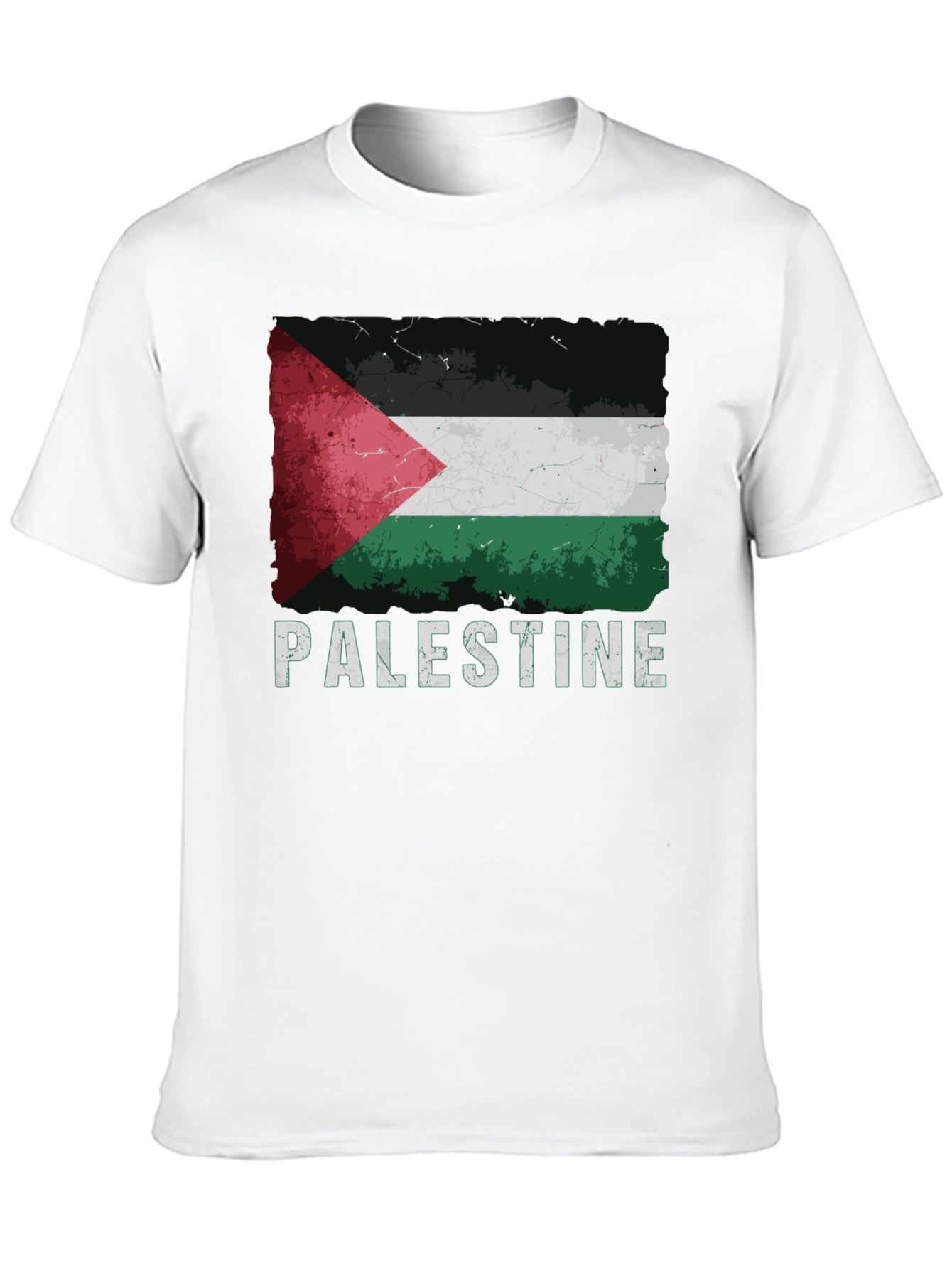 Palestine Flag Graphic Tee - Distressed Style