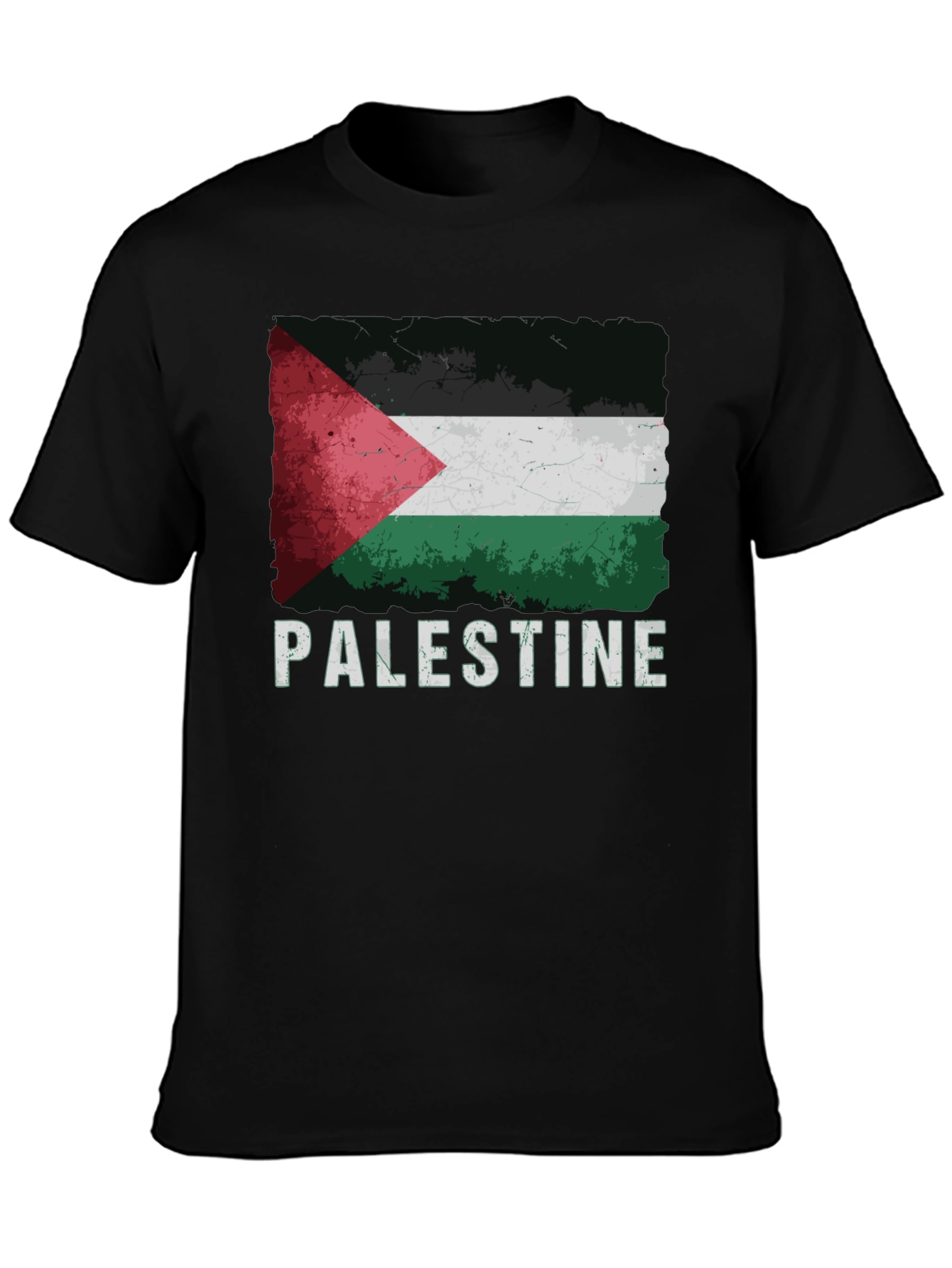 Palestine Flag Graphic Tee - Distressed Style