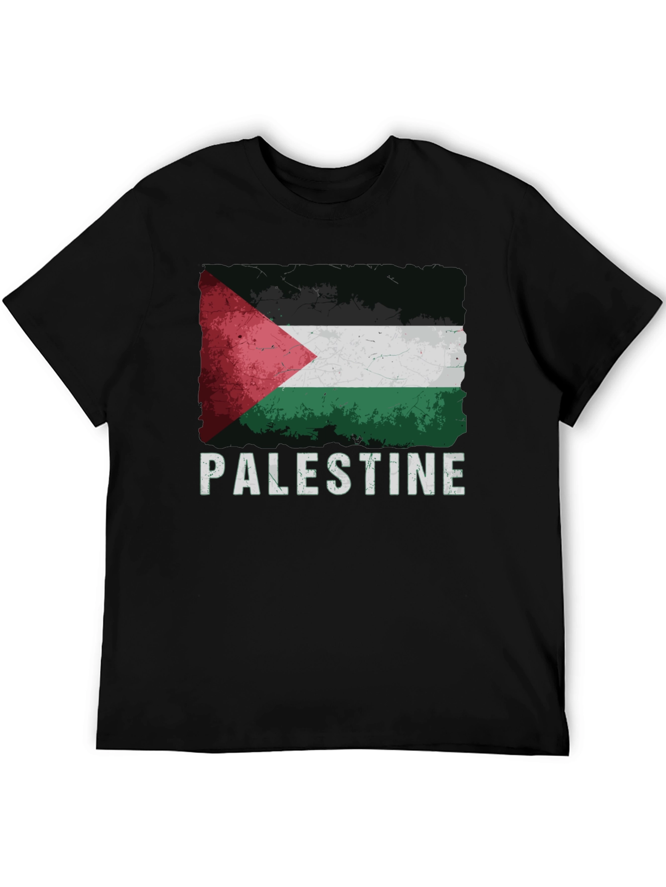 Palestine Flag Graphic Tee - Distressed Style