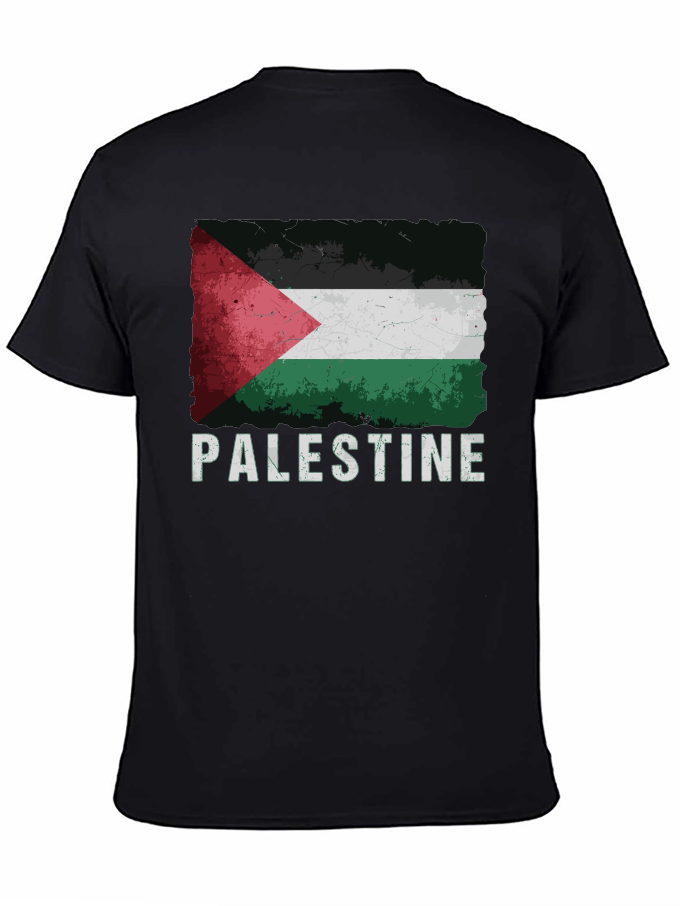 Palestine Flag Graphic Tee - Distressed Style