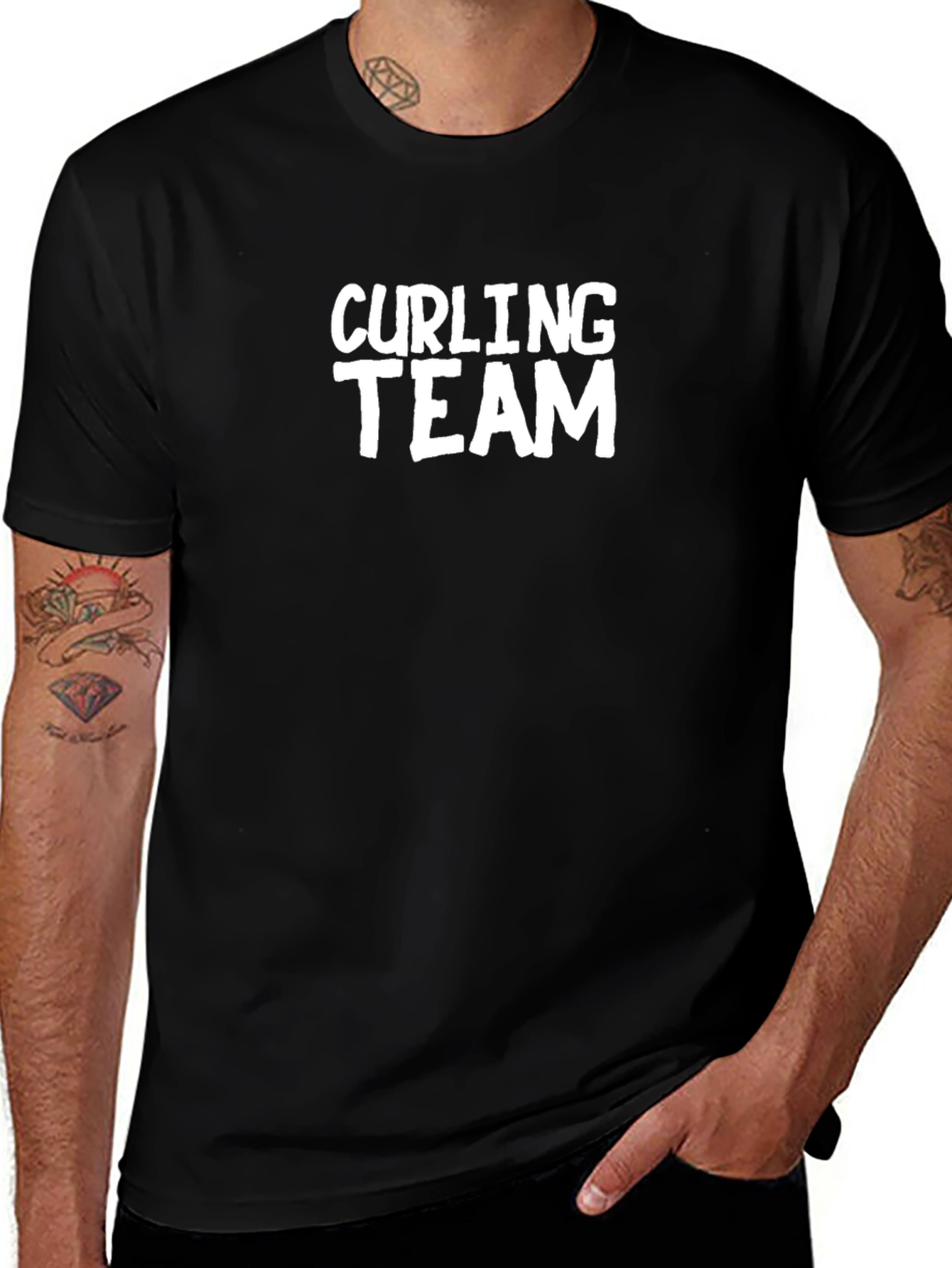 Curling Team Graphic T-Shirt - Black