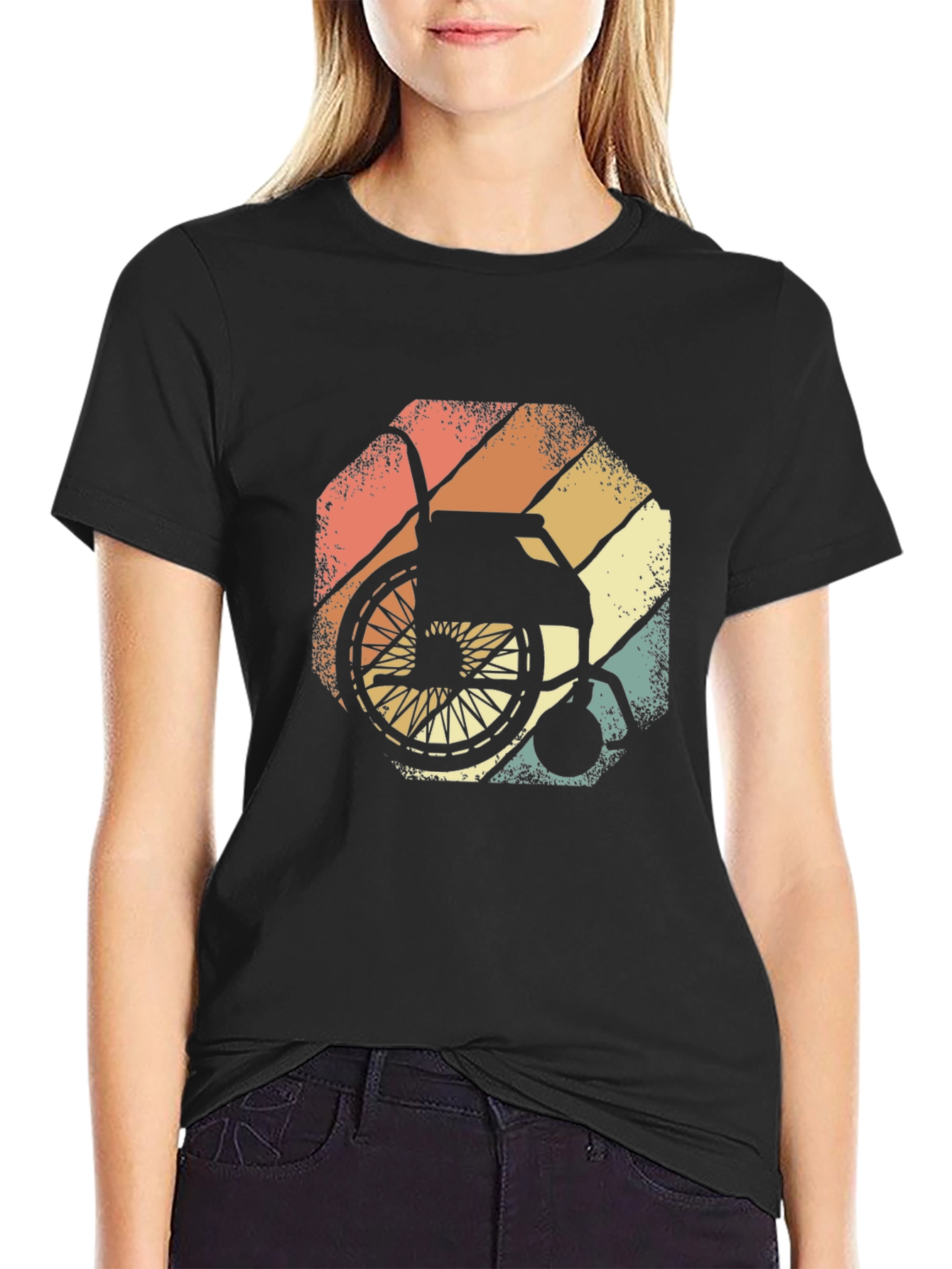 Wheelchair Sunset Graphic Tee - Black