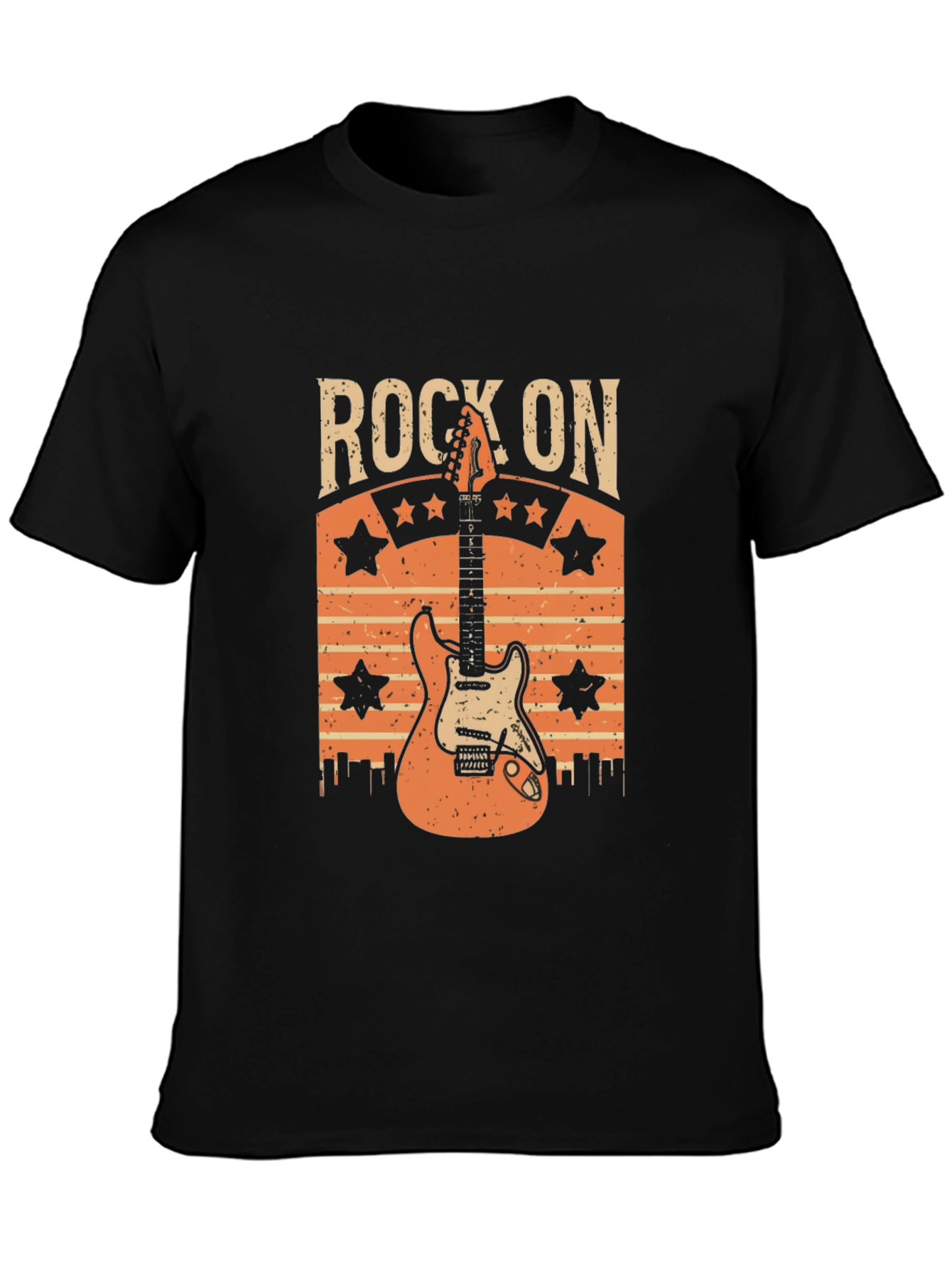 Rock On Guitar T-Shirt - Retro Style