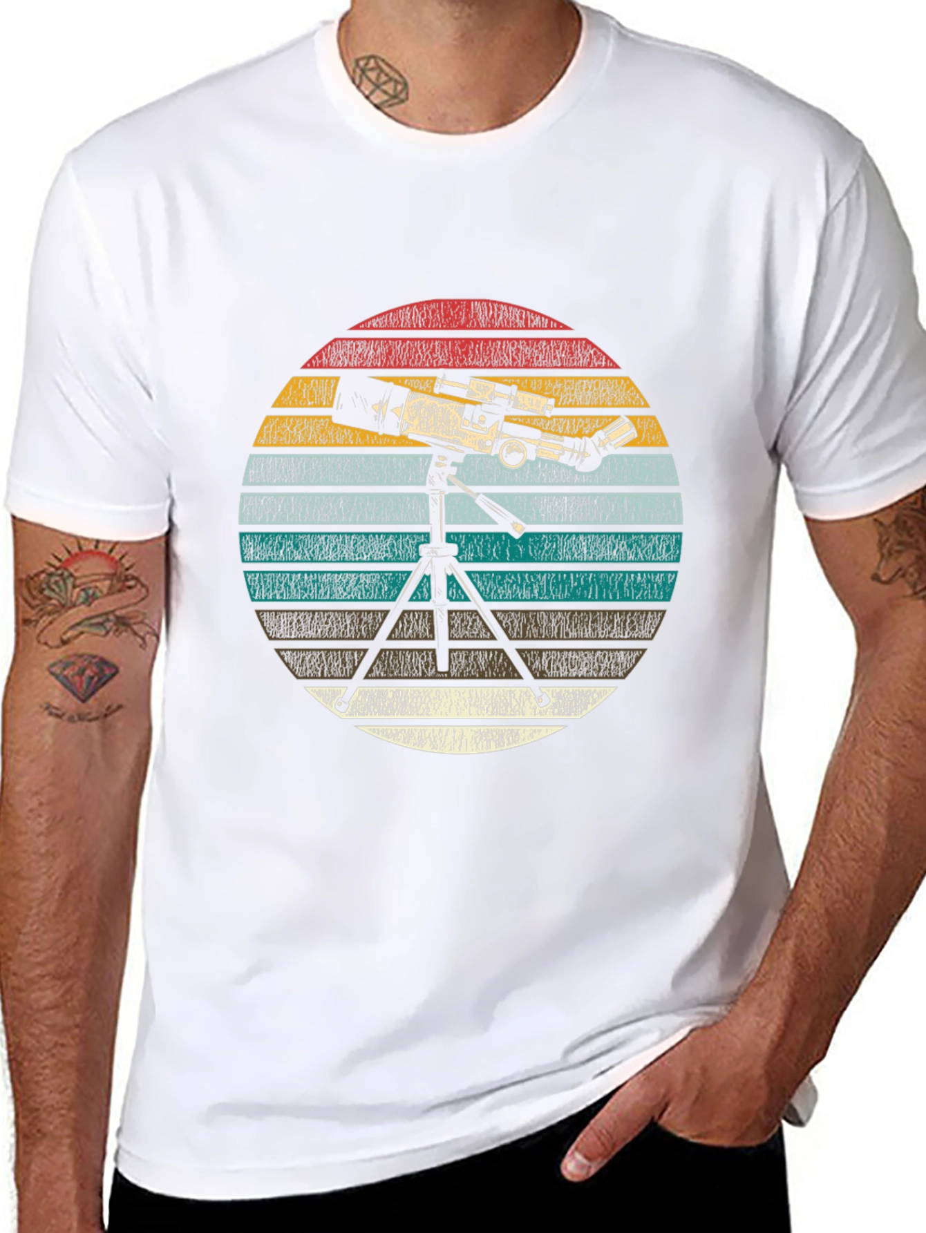 Telescope Graphic Print Tee - Astronomy Lover Gift
