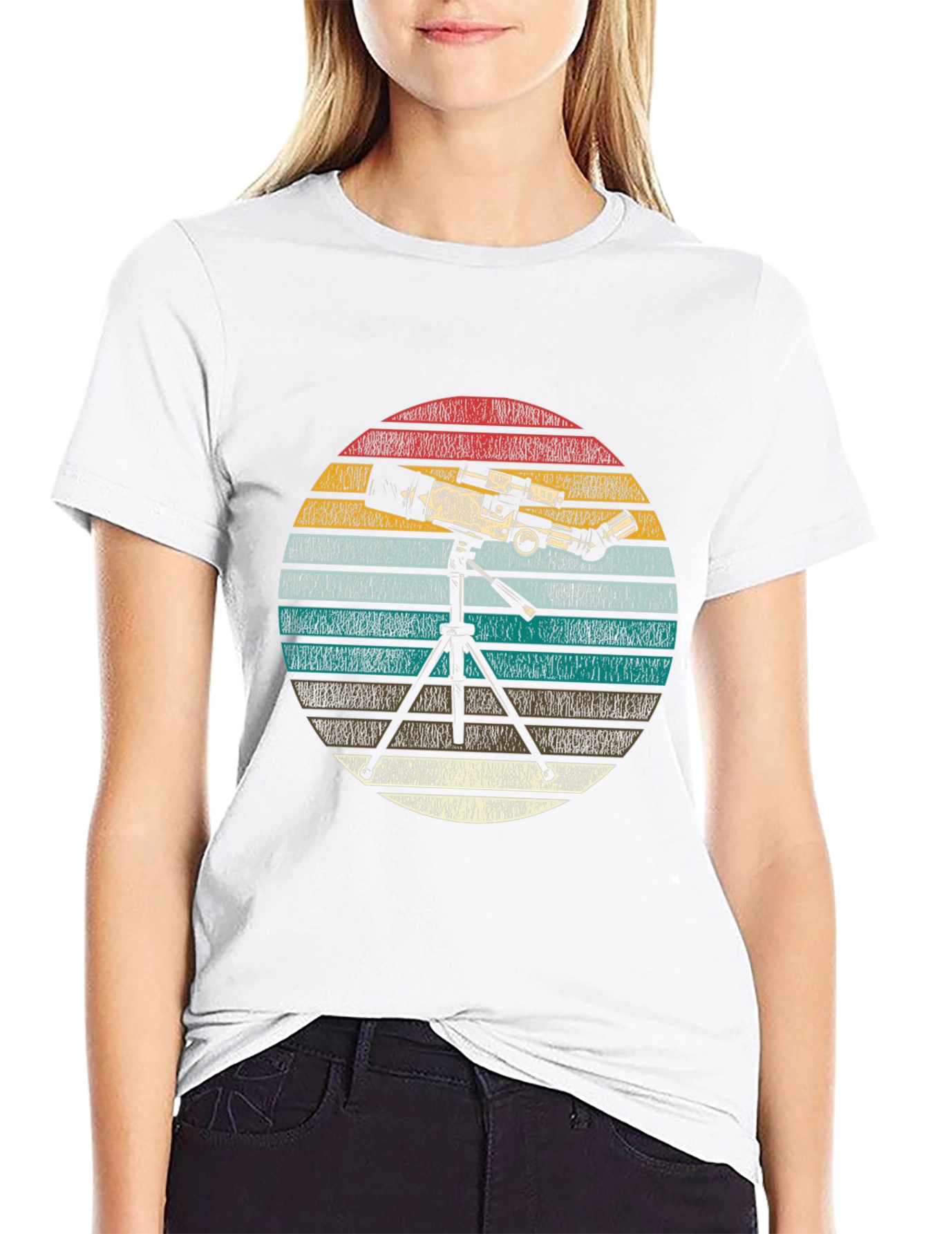 Telescope Graphic Print Tee - Astronomy Lover Gift