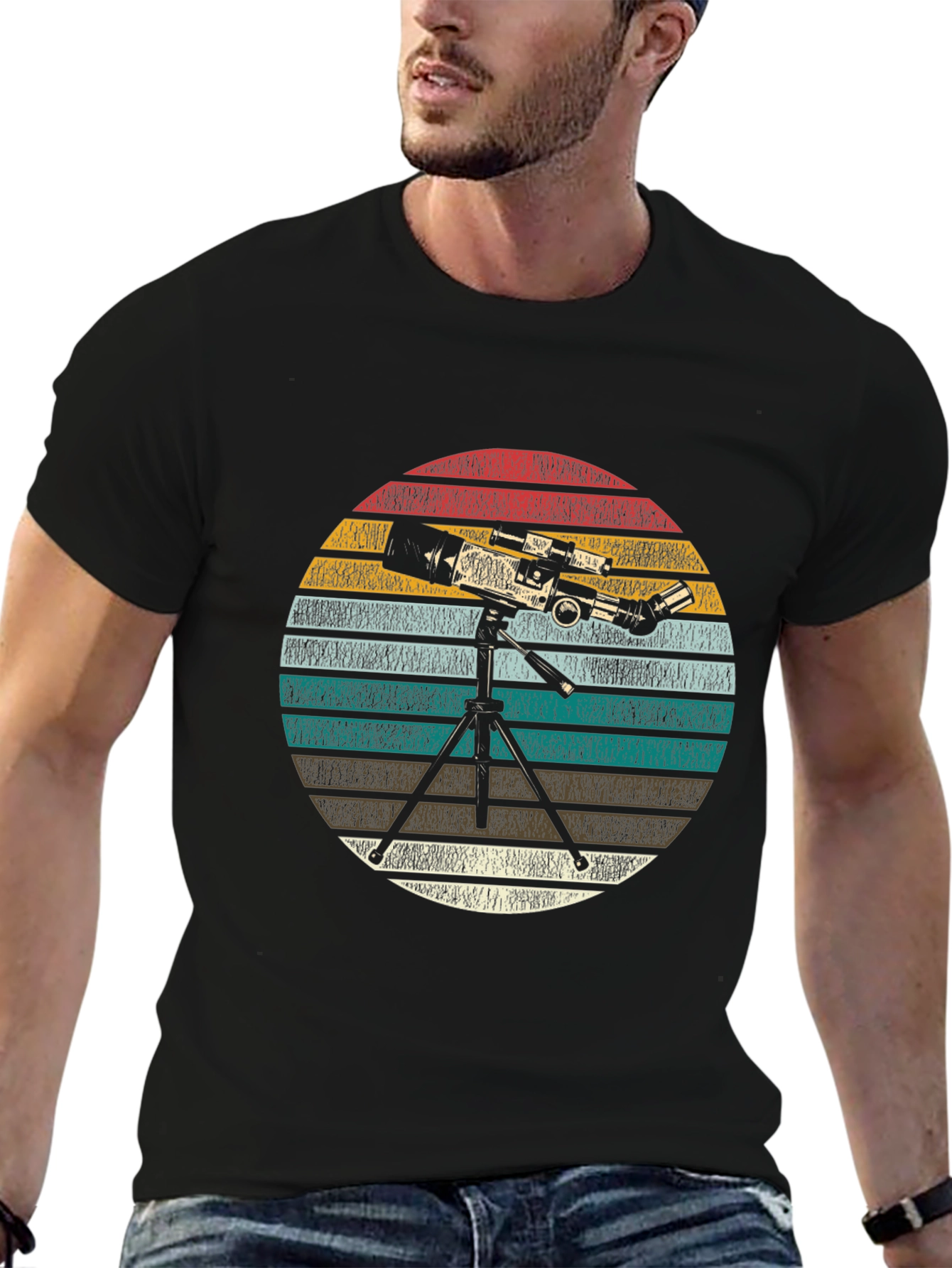 Telescope Graphic Print Tee - Astronomy Lover Gift
