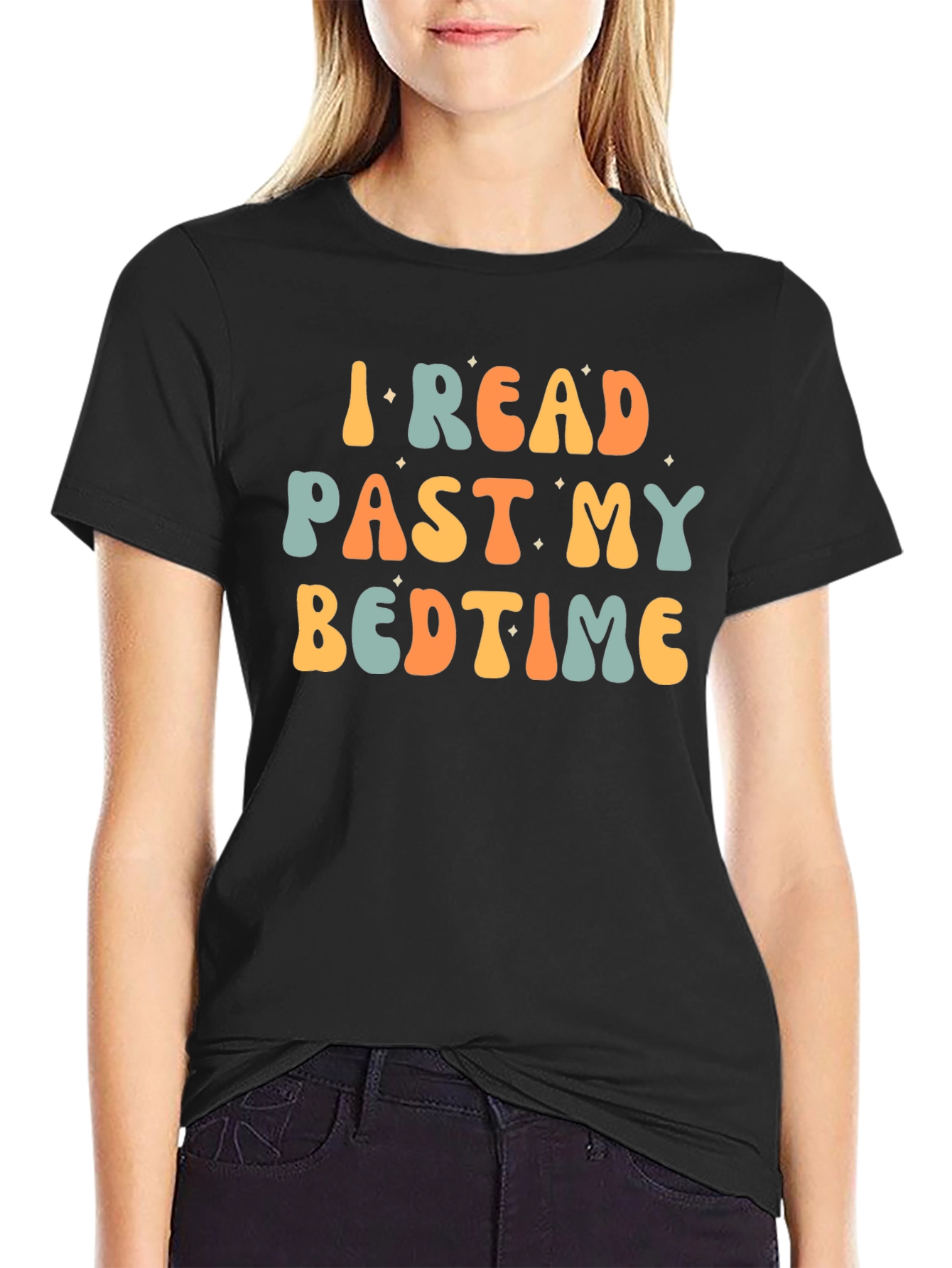 I Read Past My Bedtime Black Graphic Tee