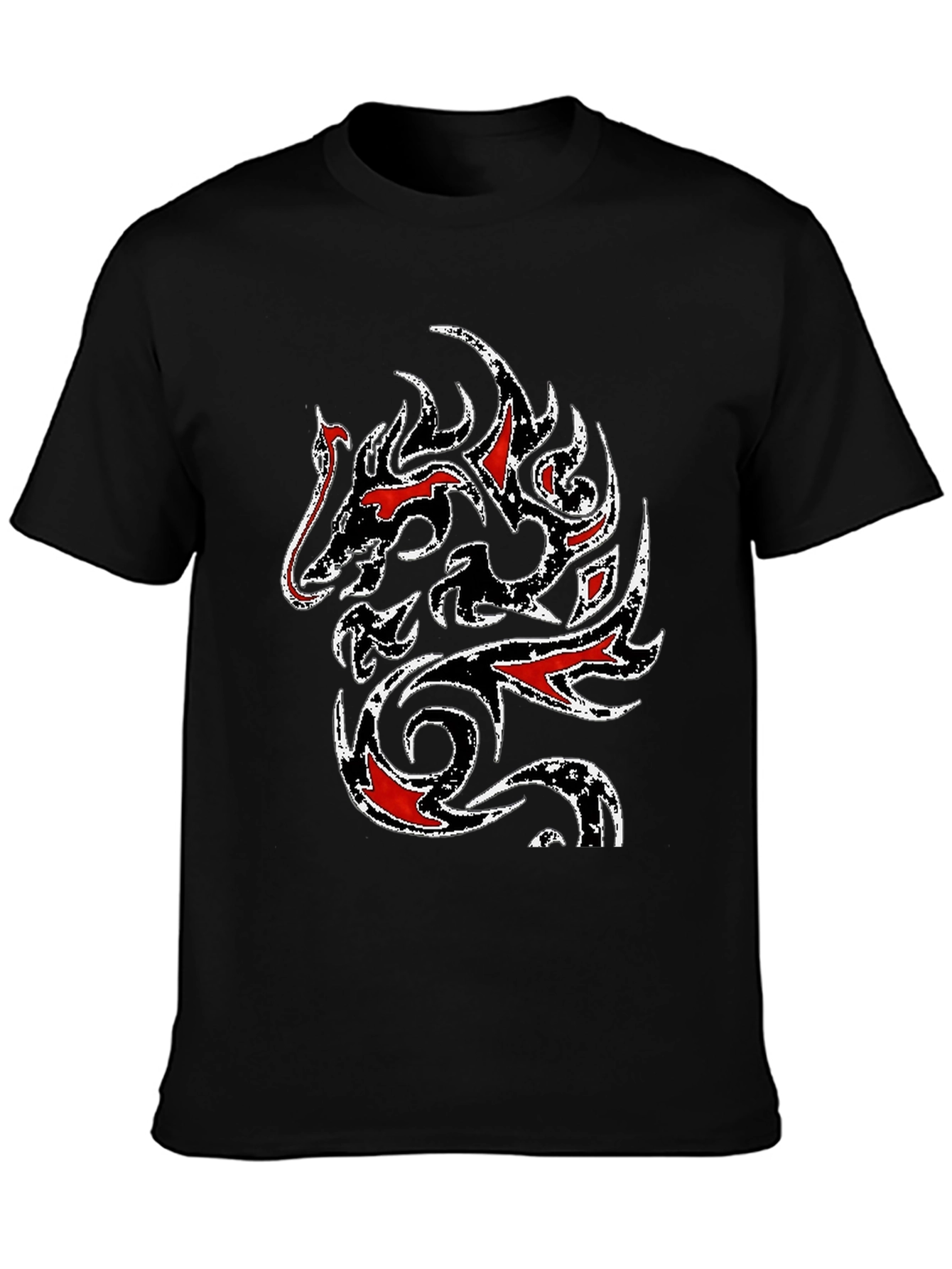 Tribal Dragon Graphic T-Shirt - Black