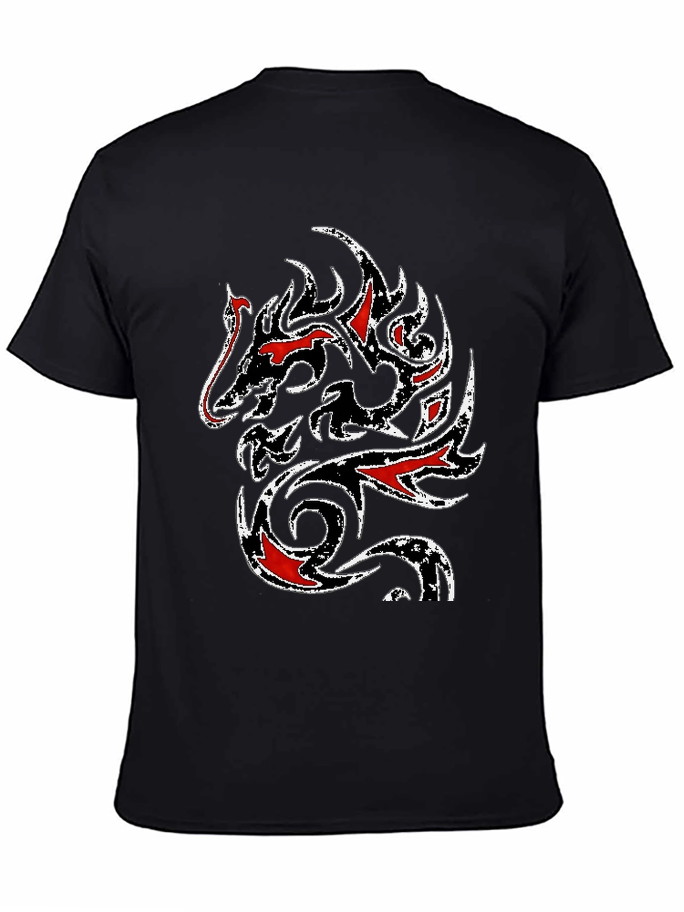 Tribal Dragon Graphic T-Shirt - Black