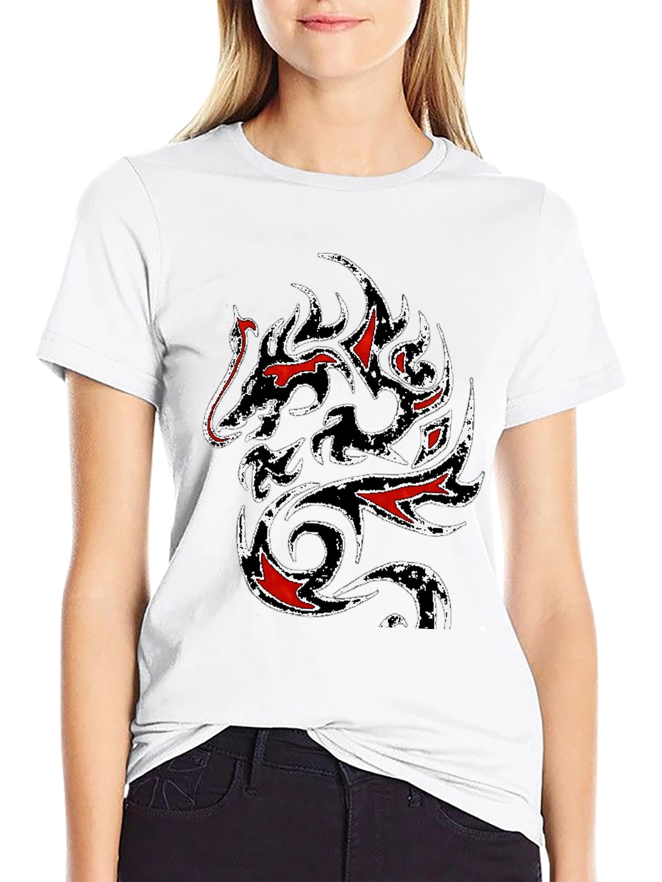 Tribal Dragon Graphic T-Shirt - Black