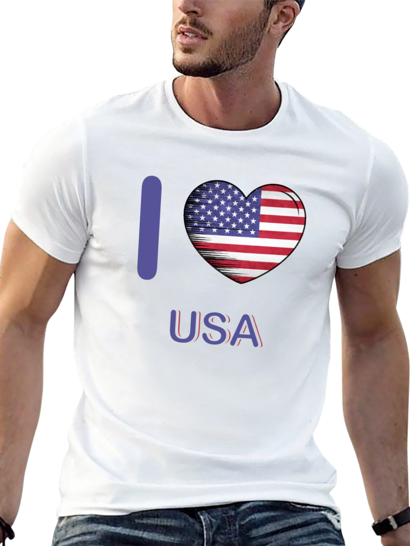 I Heart USA Patriotic Graphic T-Shirt