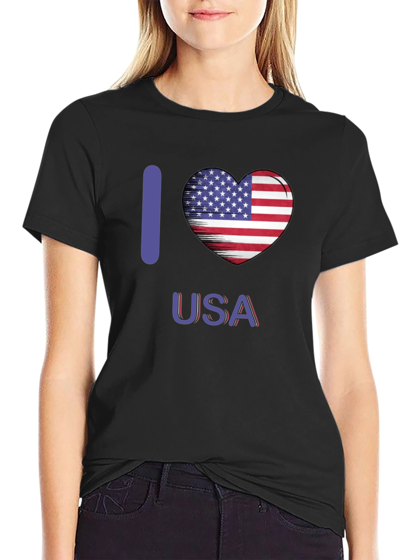 I Heart USA Patriotic Graphic T-Shirt