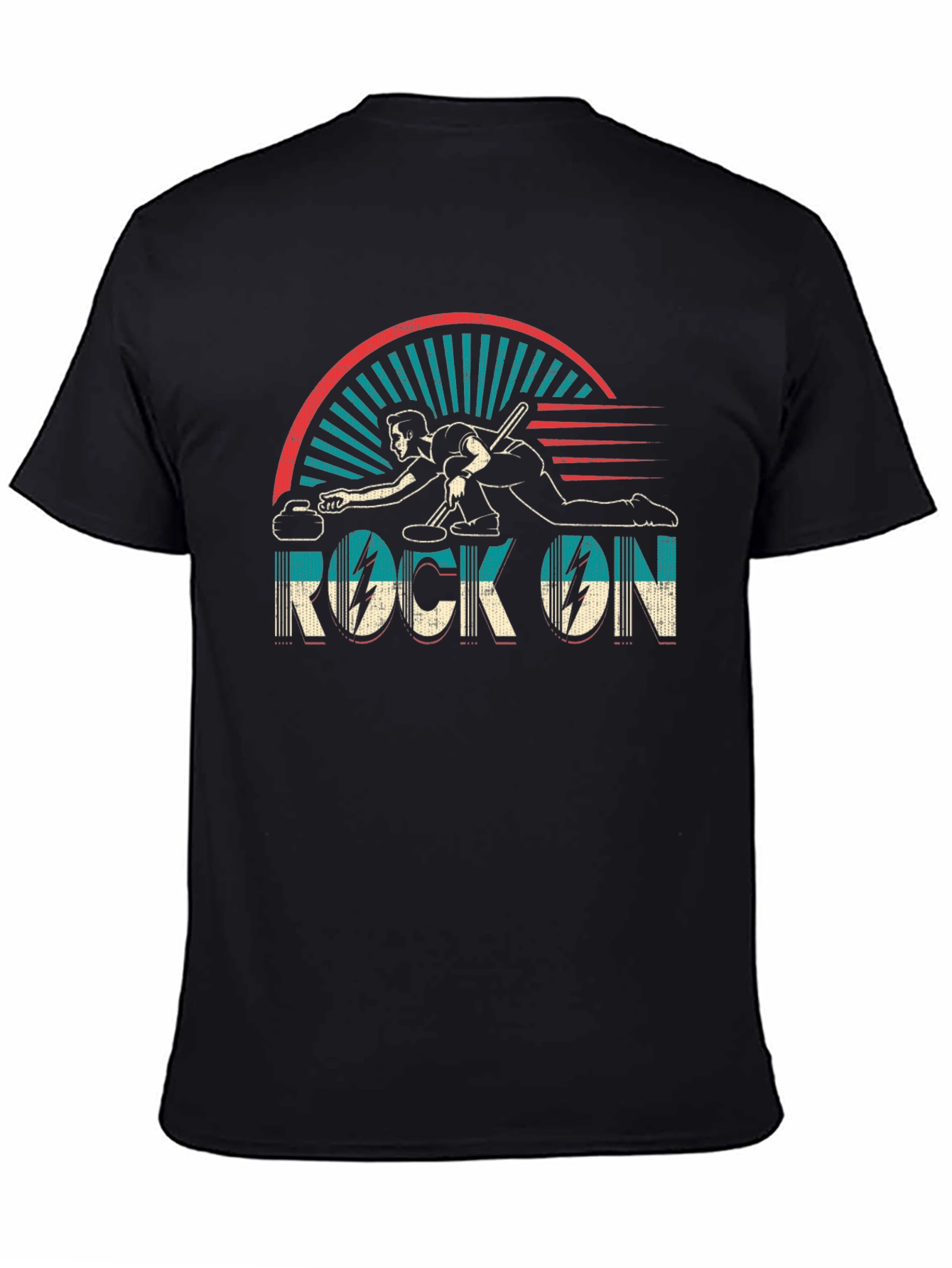Rock On Curling T-Shirt - Retro Design