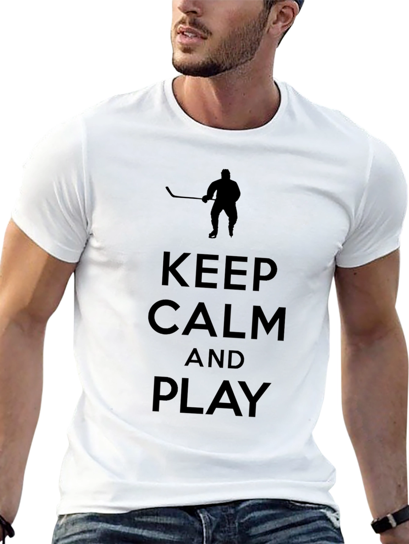 Keep Calm and Play Hockey Black T-Shirt