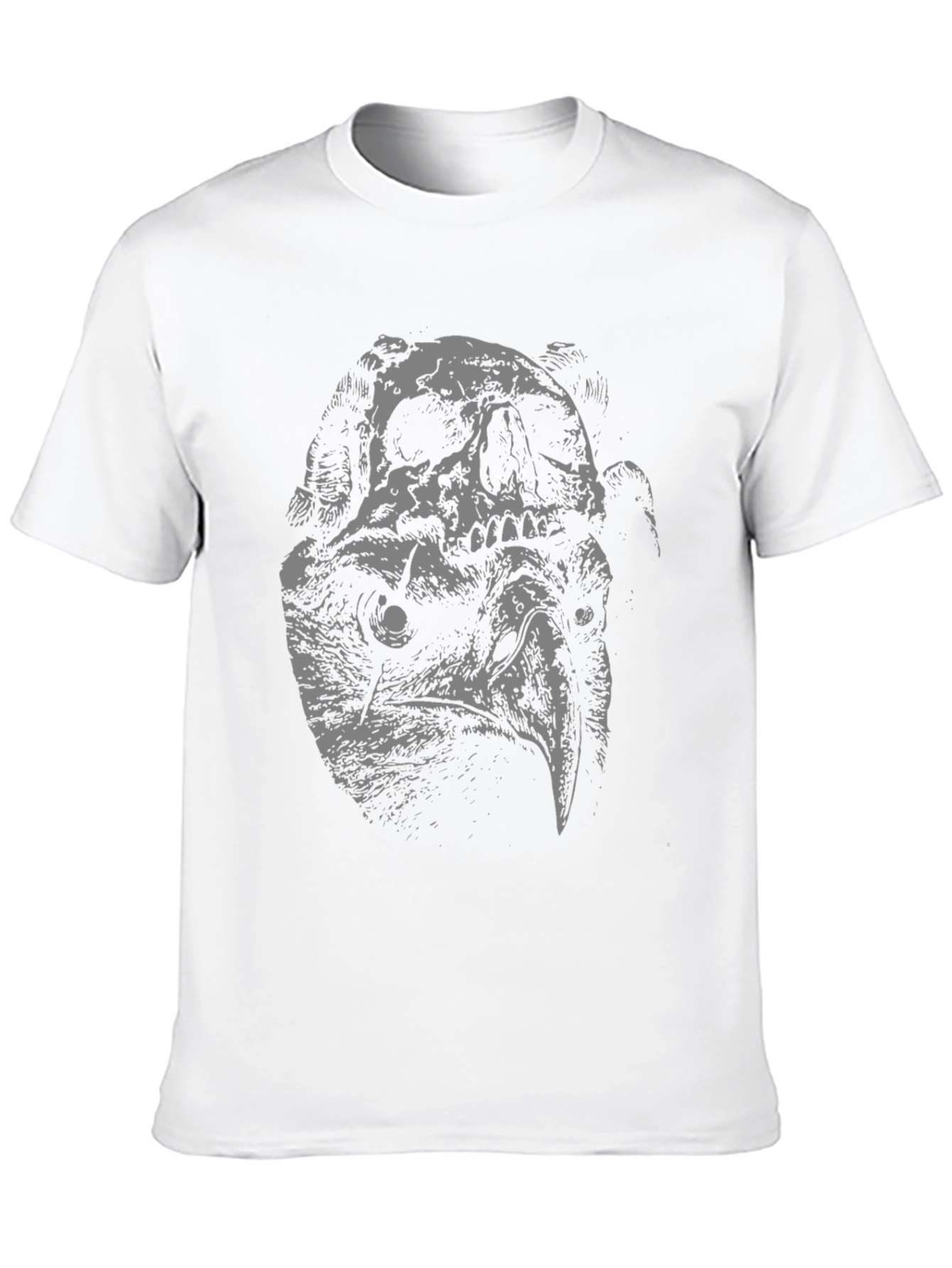 Skull Vulture Graphic Print Black T-Shirt