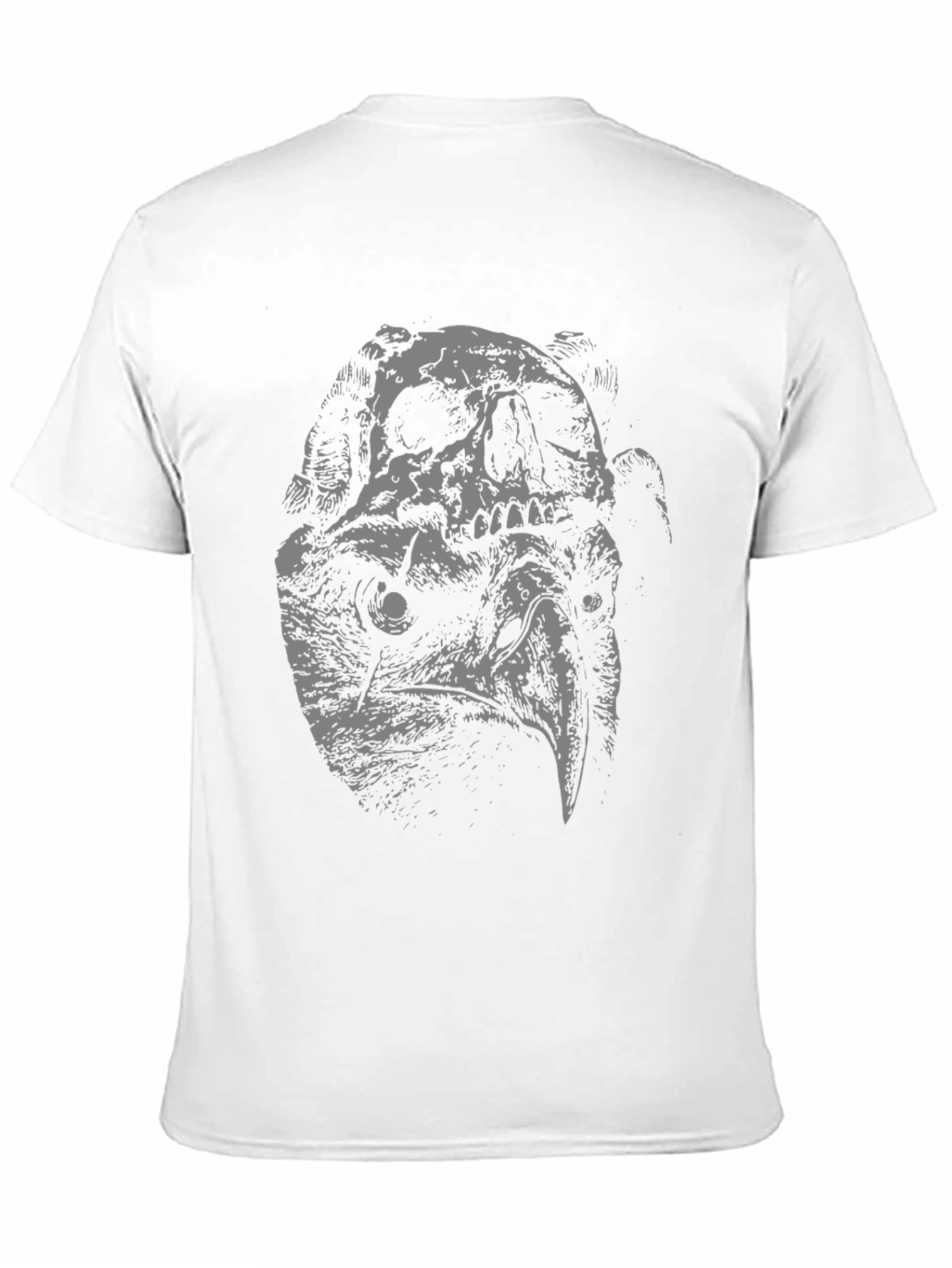 Skull Vulture Graphic Print Black T-Shirt