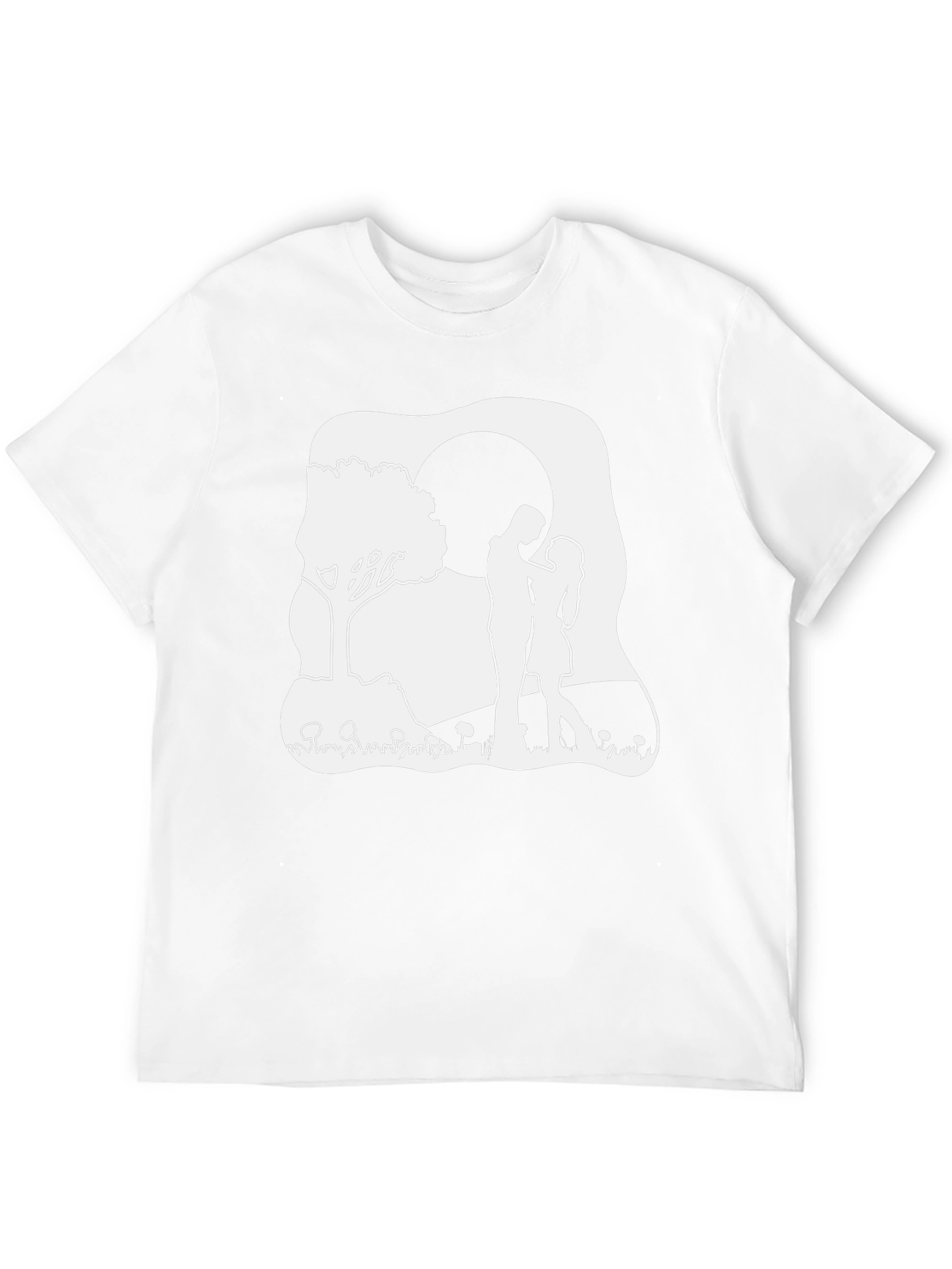 Romantic Couple Moon Tree Black T-Shirt