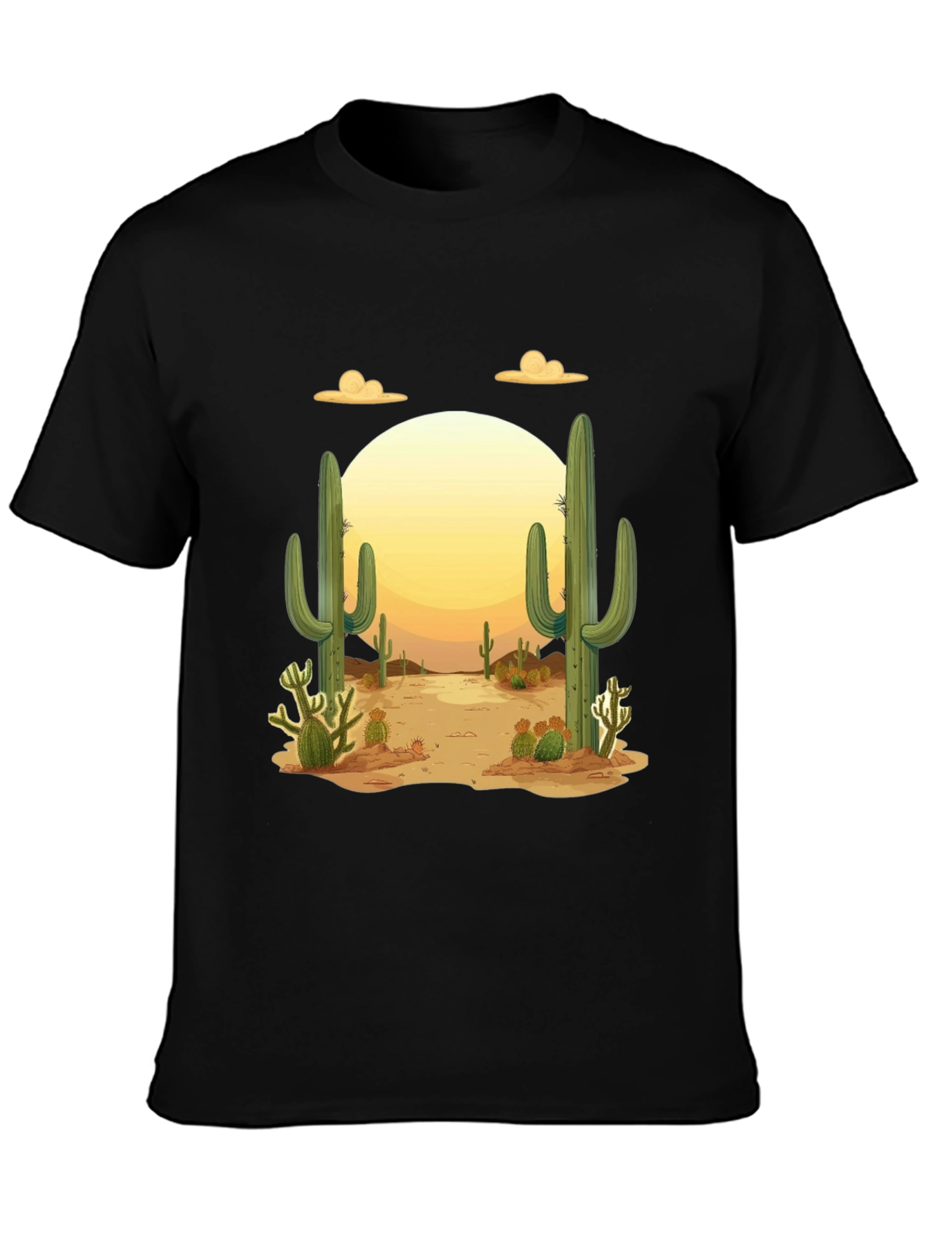 Desert Cactus Graphic Tee - Mens Black T-Shirt