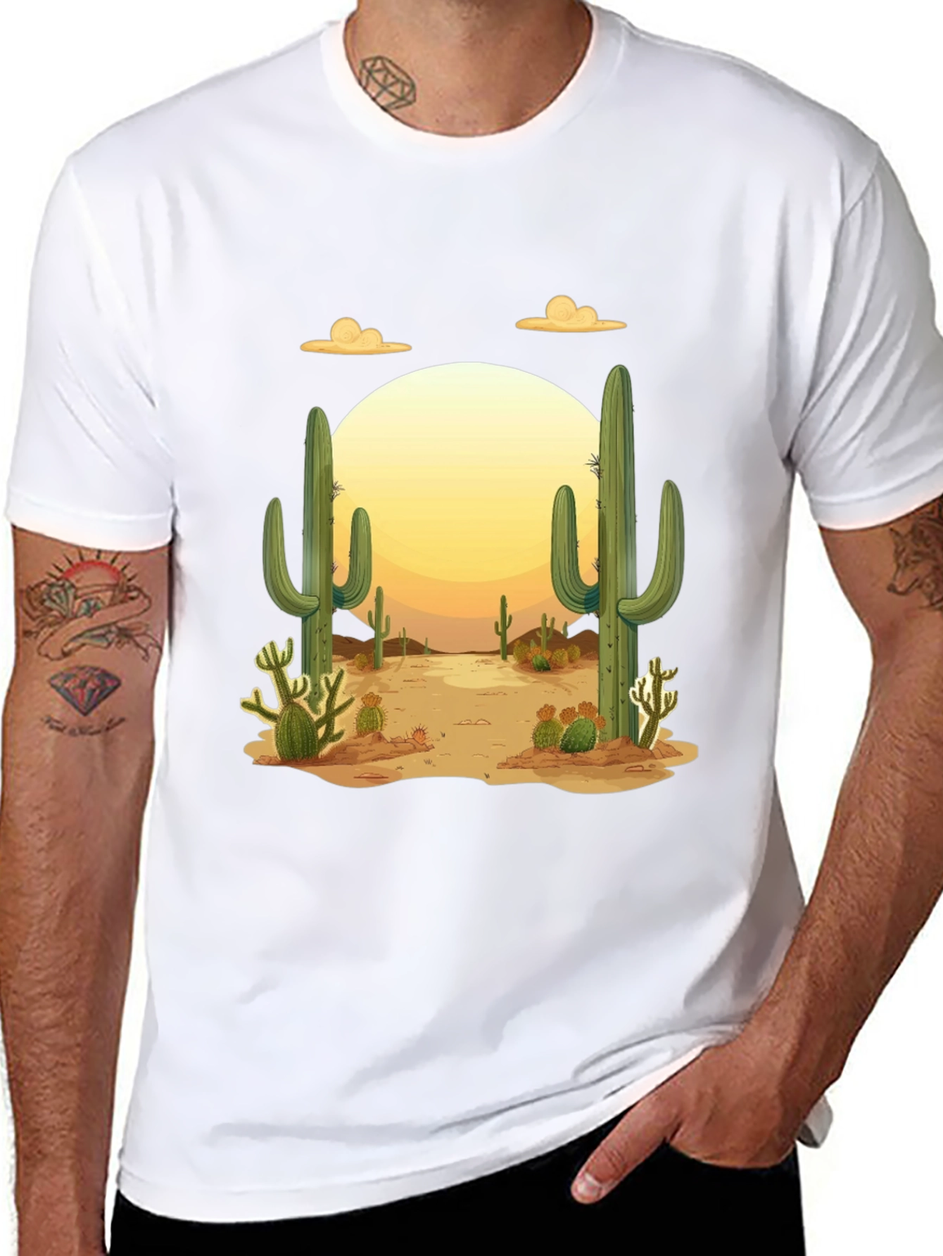 Desert Cactus Graphic Tee - Mens Black T-Shirt