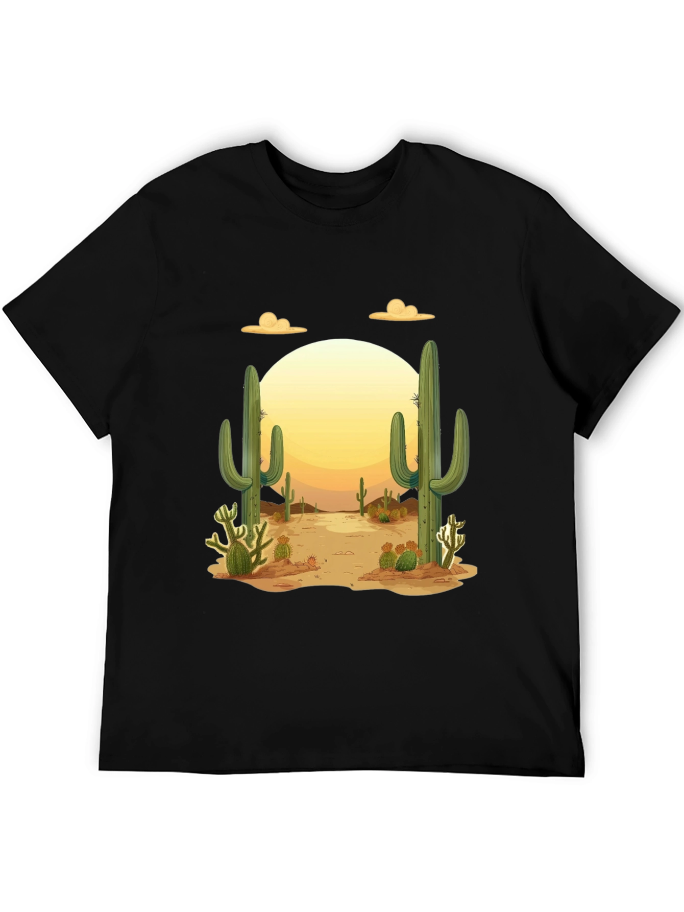 Desert Cactus Graphic Tee - Mens Black T-Shirt