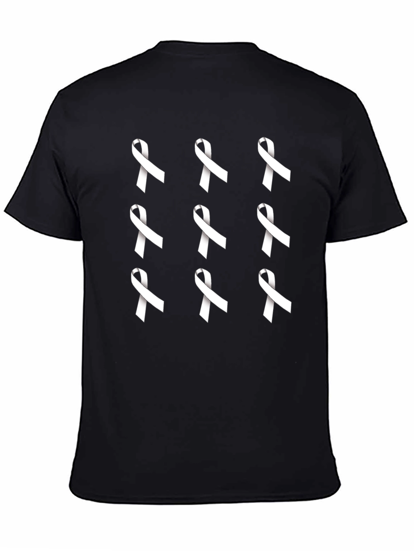 Ribbon Pattern Black Tee Shirt