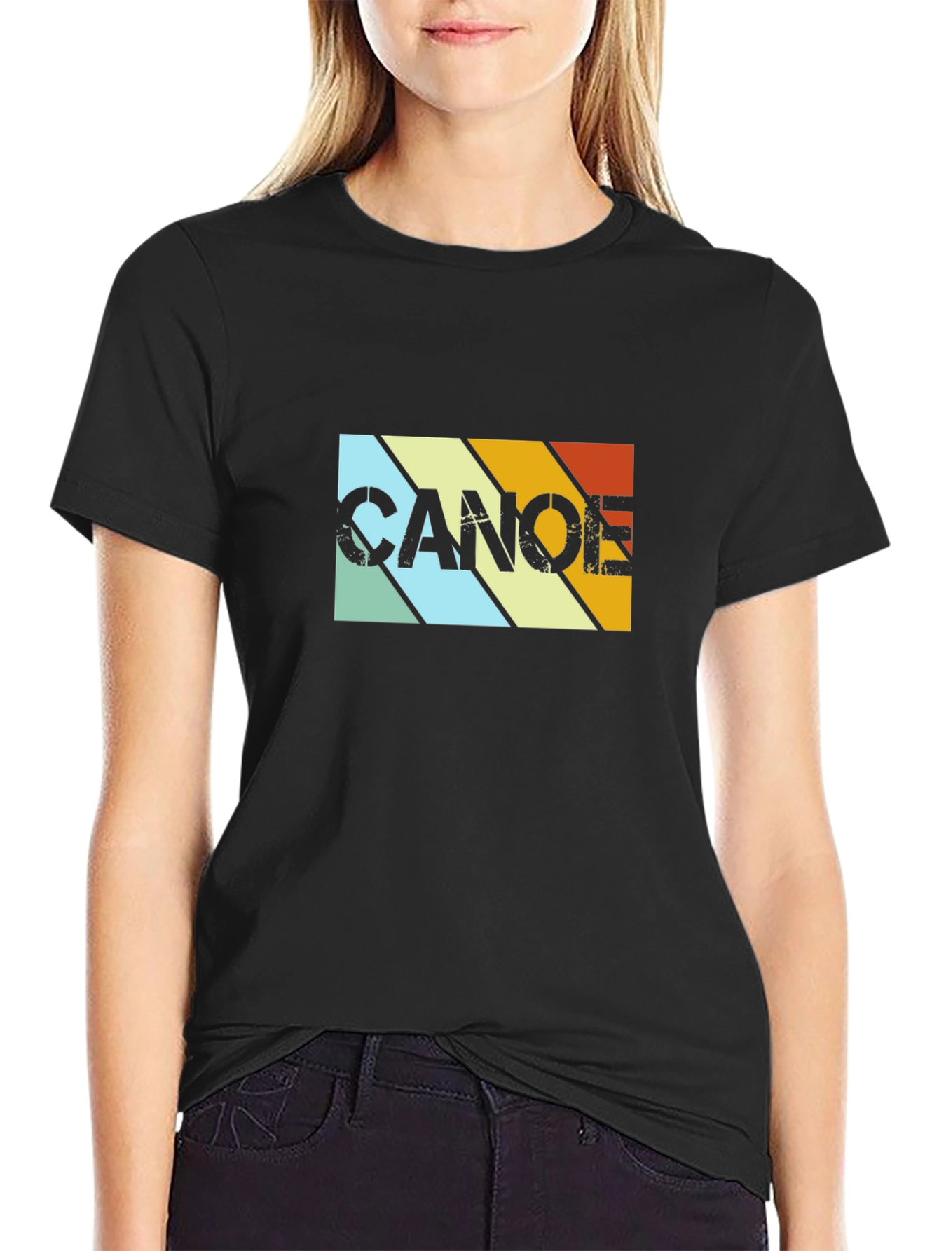 Retro Canoe Graphic Tee - Black